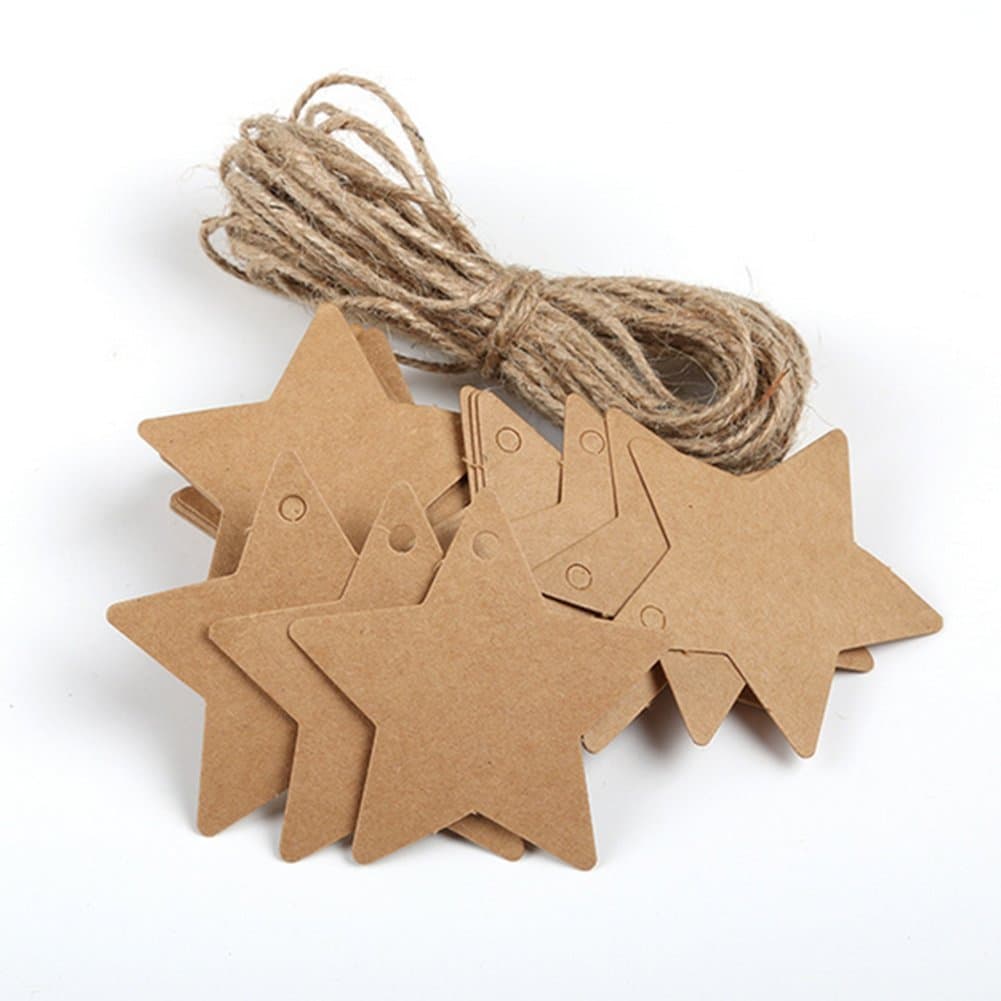 Cdet 100pcs Gift Tag Star Shape Message Card Tag Hang Tag for Crafts Cookies Home DIY Children Gift 6cm *6CM+2M Rope