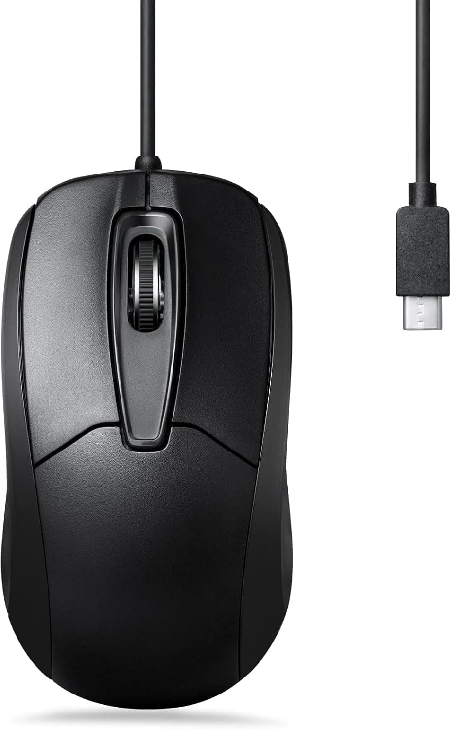 PERIMICE-209C USB Type C Wired Optical Mouse - 5.9 Ft Cable - 1000 DPI - Black