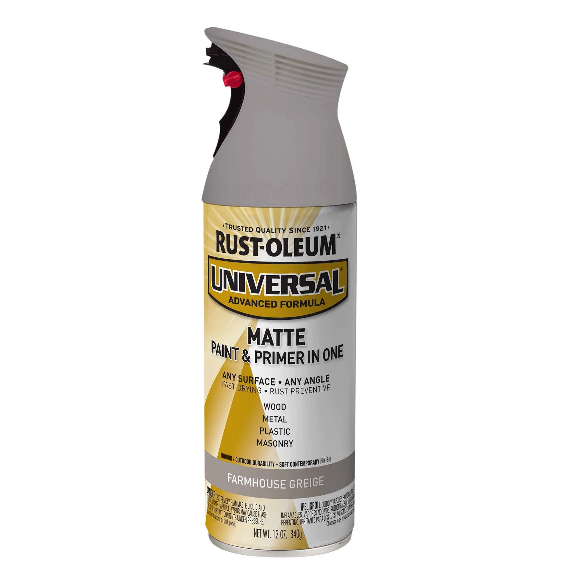 Rust-Oleum 376724 Universal All Surface Spray Paint, 12 oz, Matte Farmhouse Greige