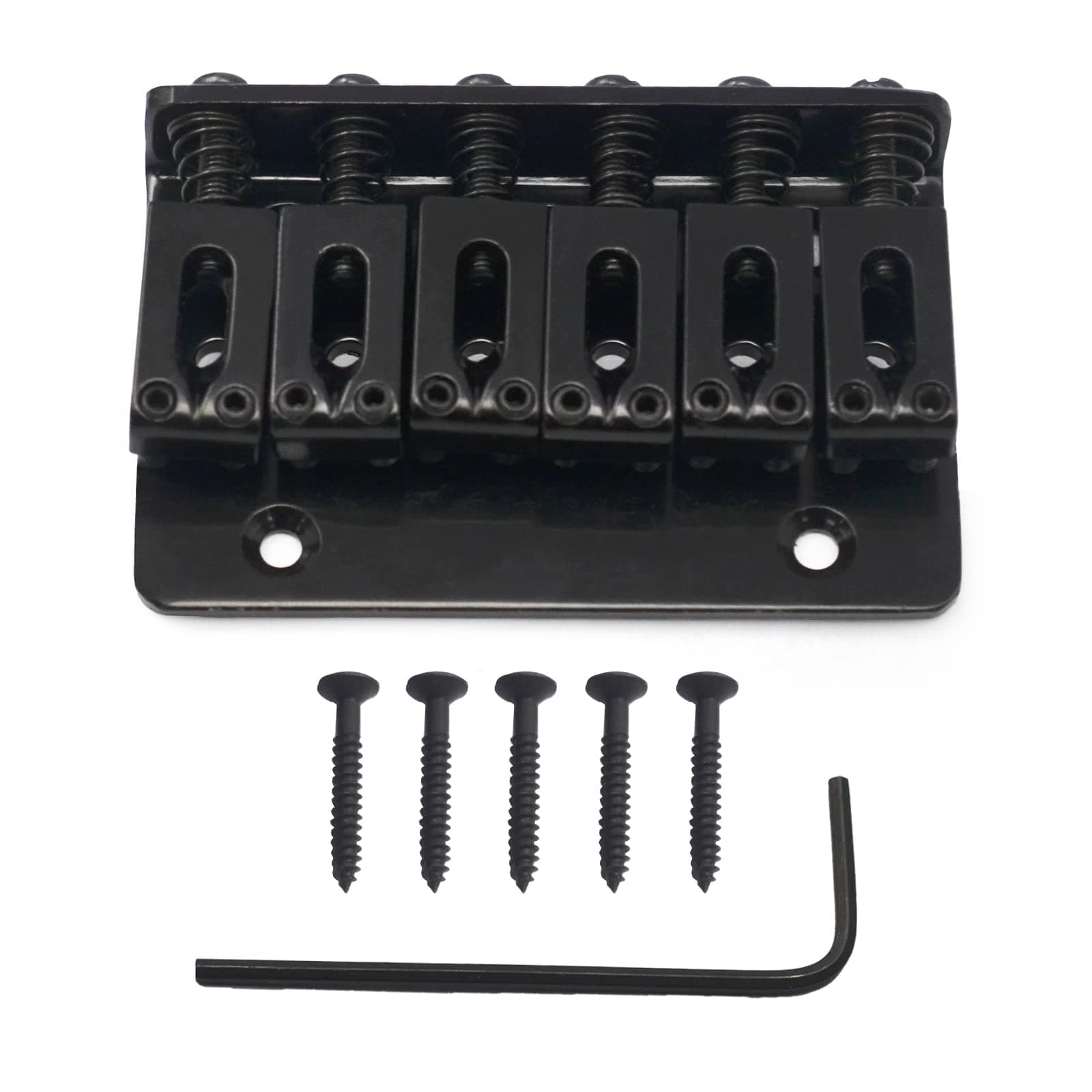 MAXCHEER 65MM Metal Fixed Hardtail Saddle Bridge Top Load Guitar Tailpiece For 6 string electric guitar or strat guitar (Black, 65mm)