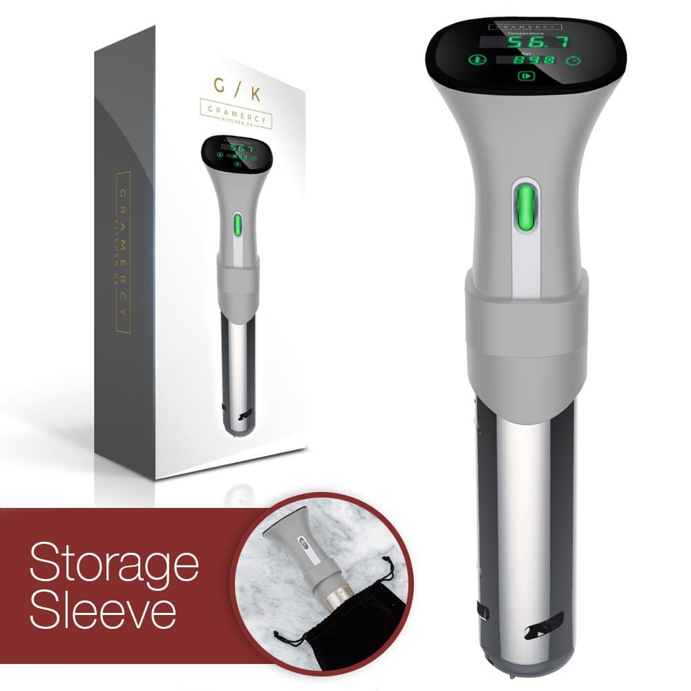 Sous Vide Immersion Circulator Cooker | UPGRADED - Only machine with DELAY-START Timer | Simplest to use & clean, set & go out of the box | BONUS Velvet Storage Sleeve & e-Recipe Book FREE