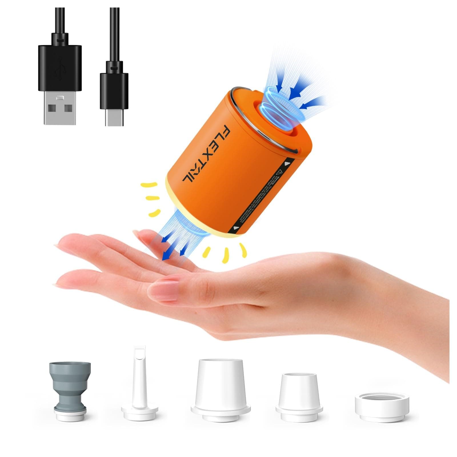 Portable Air Pump with Camping Lantern Tiny Pump 2X 4kPa Air Pump for Inflatables Rechargeable Air Mattress Pump with Magnetic Design for Sleeping Pads, Pool Floats, Swimming Rings