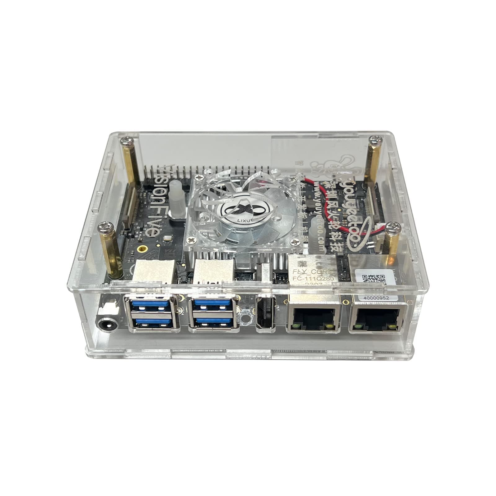 WayPonDEV Acrylic Case for VisionFive2 RISC-V Linux Single Board Computer (with Heat Sink)