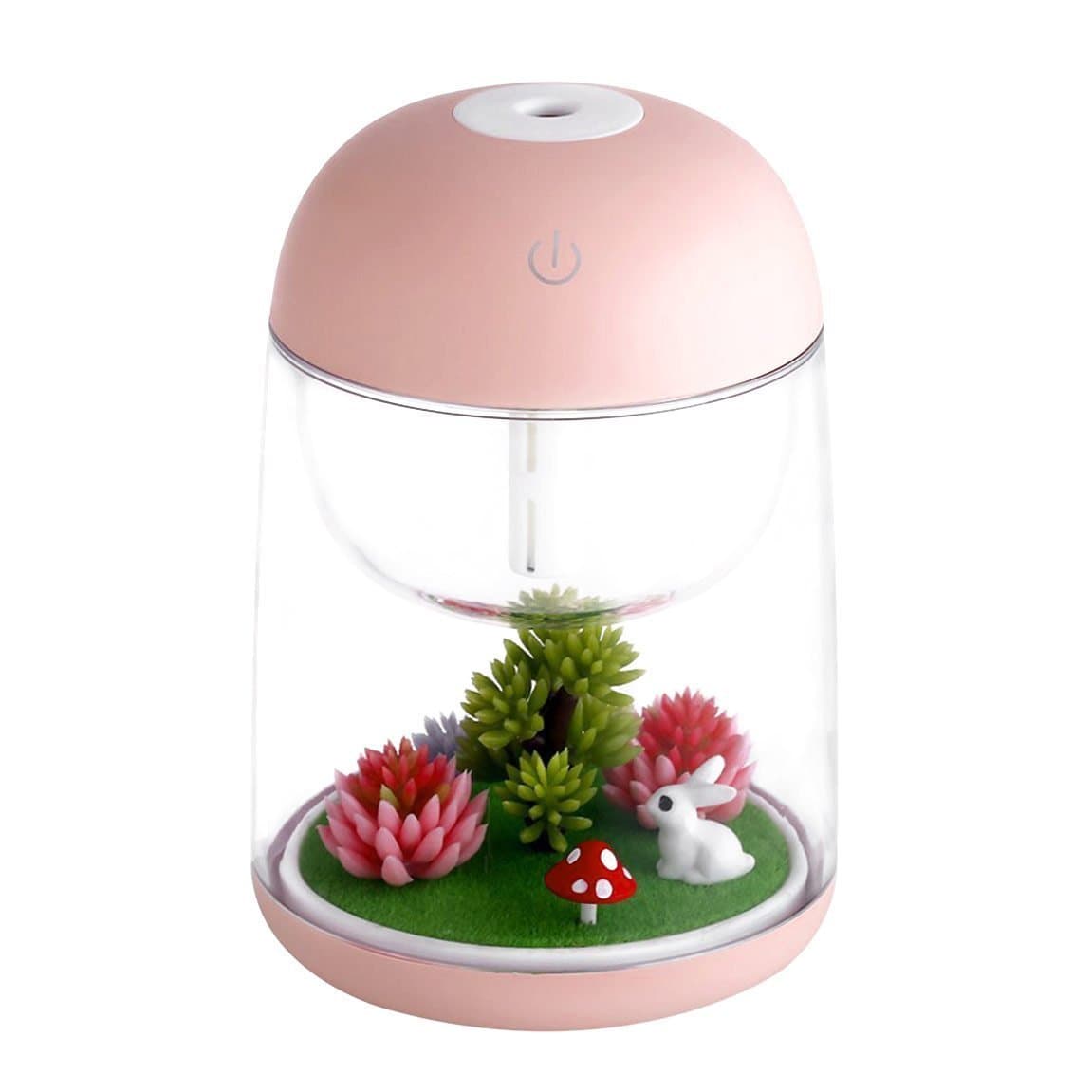 Ohderii 7 Colors Mini Portable Landscape Design Essential Oil Diffuser 180ml Aroma Essential Oil Cool Mist Humidifier with Adjustable Mist Mode, Waterless Auto Shut-Off Gifts for Women (Pink)
