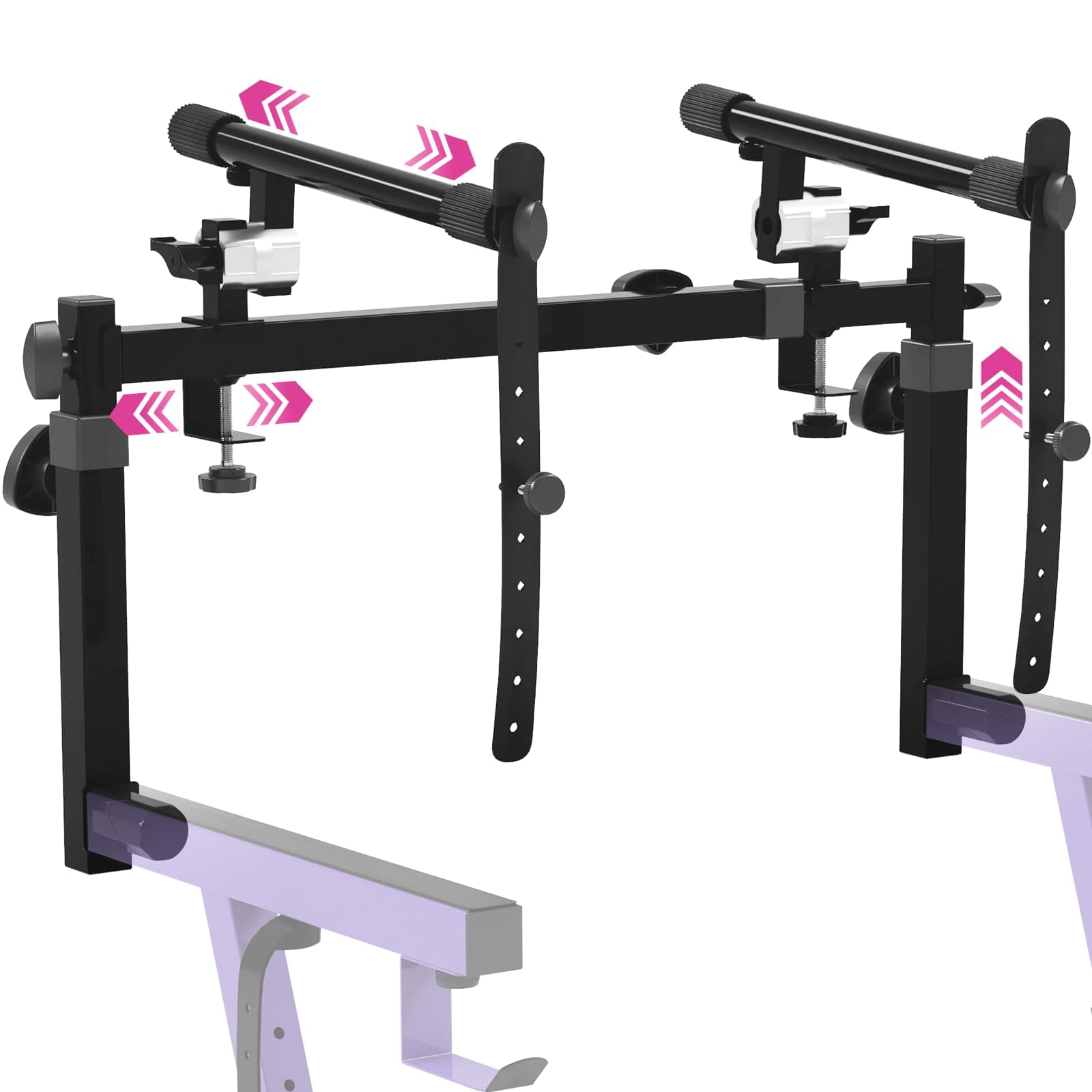 Liquid Stands 2 Tier Keyboard Stand Attachment with Straps - Adjustable Electric Digital Piano Stand for 54 - 88 Key Music Keyboards & Synths - Two Tier Double Keyboard Stand for Square Tube Z Stands