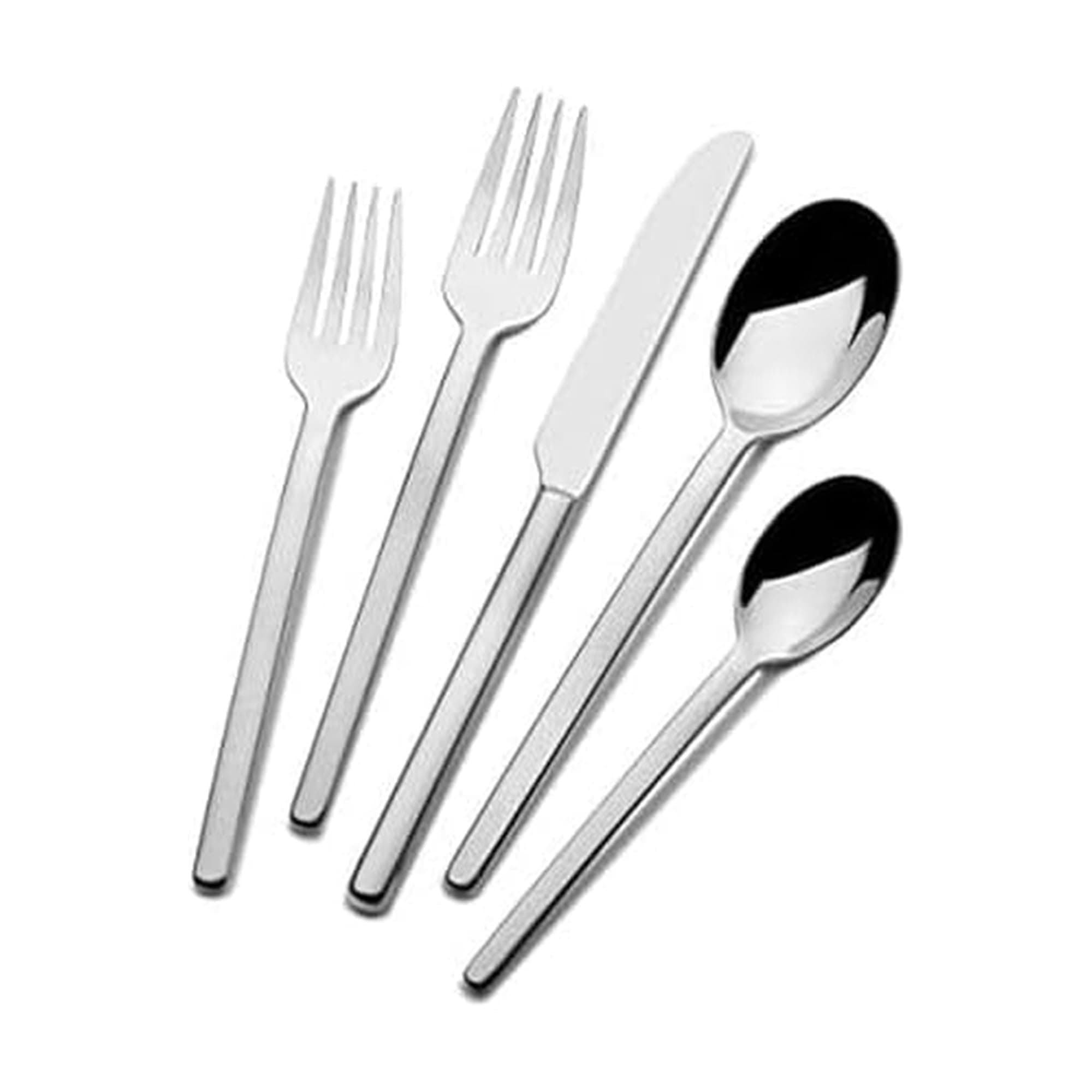 Zena Flatware Service for 8, 45 Piece Set, 18/0 Stainless Steel, Silverware Set with Serving Utensils
