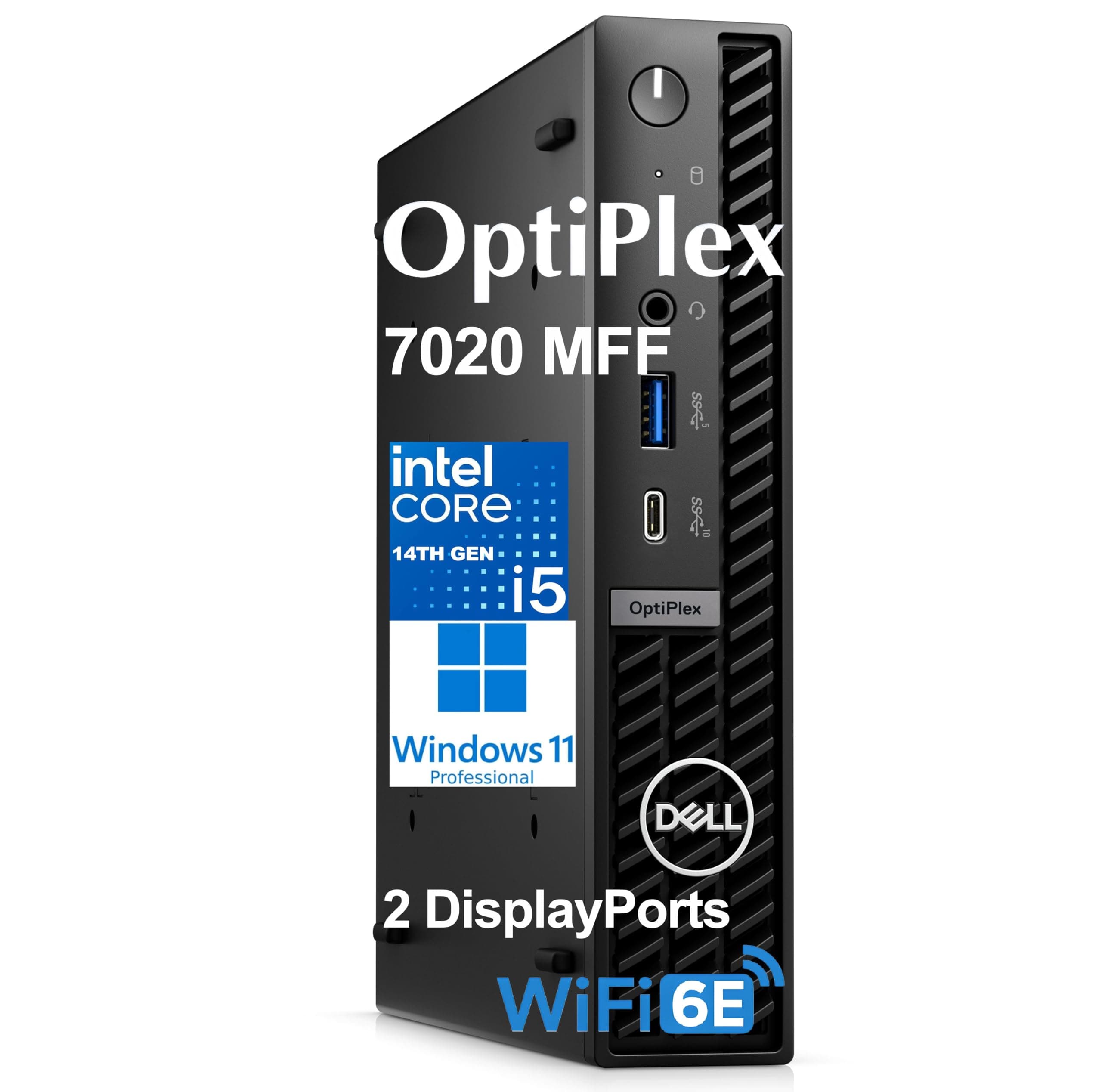 Dell OptiPlex 7020 MFF 7000 Tiny Mini Business Desktop Computer, 16GB DDR5 RAM, 512GB PCIe SSD, 14th Gen Intel 14-Core i5-14500T (Beat i7-13700T), WiFi 6E, 2 DisplayPorts, HDMI, Type-C, Windows 11 Pro