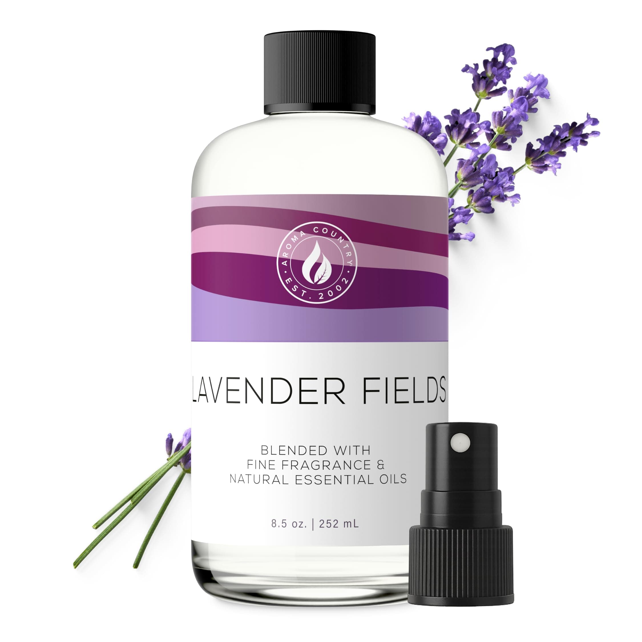 Aroma Country Lavender Fields Diffuser Oil - Luxury Essential Oils for Diffuser Refill & Air Freshener Room Spray - Long-Lasting & Natural Home Fragrance, Scented Oil for Diffusers (8.5 Fl. oz)