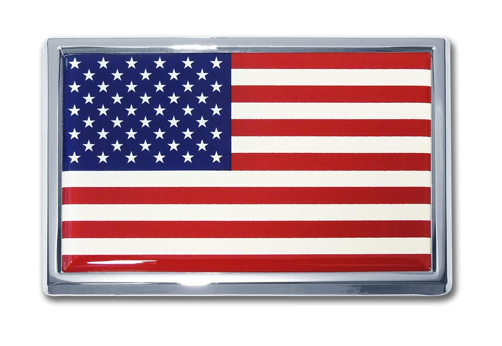 Large American Flag Chrome Auto Emblem