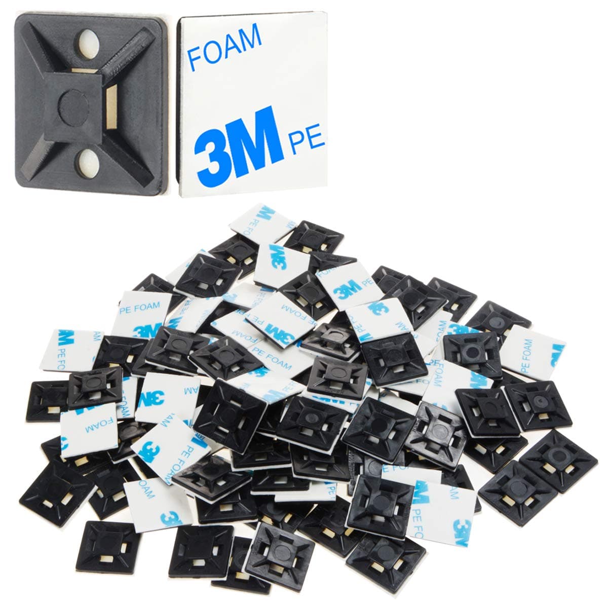 100PCS Black Zip Tie Mounts