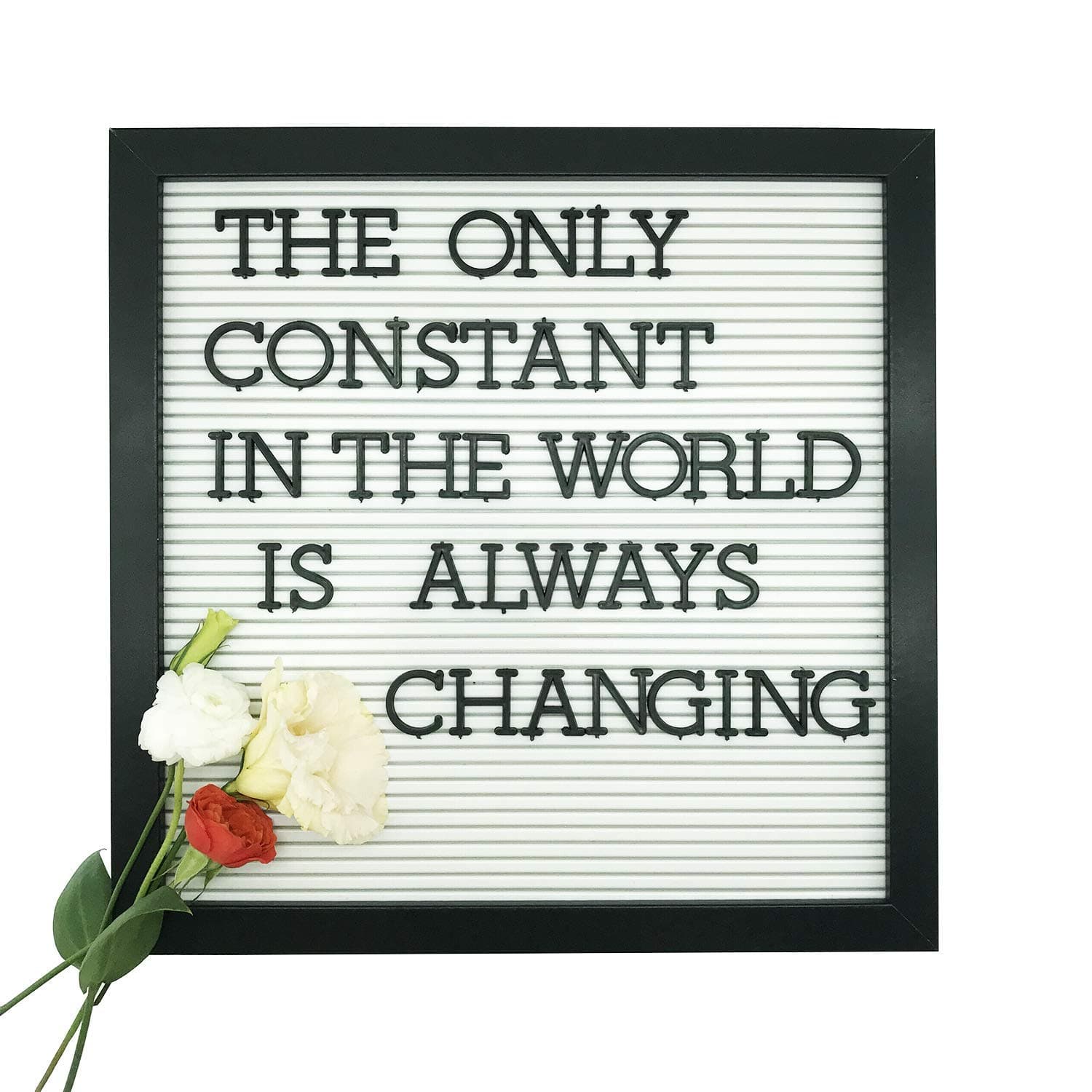 Plastic Letter Board with 1 Inch Letters - 188 Characters Include Plastic Letters, Numbers & Symbols, Changeable Letter Boards By Atoz Create, Message Board Sign, Black & White & Grey, 12 x 12 x 1.5 Inches