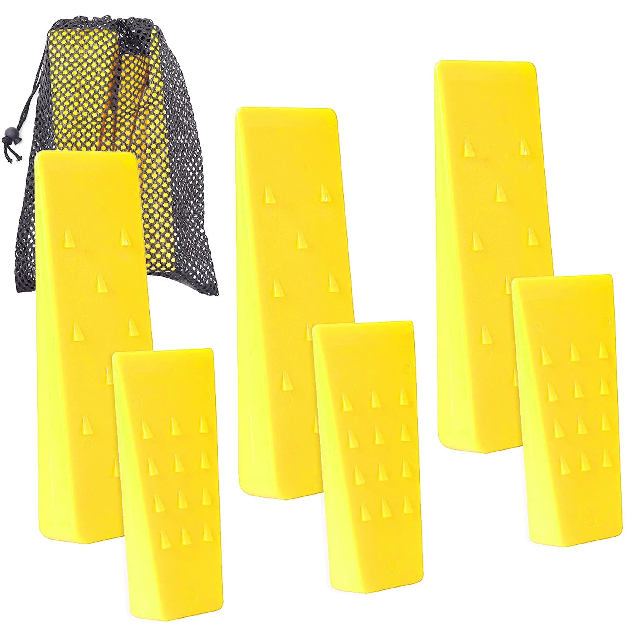 6 Pack Tree Felling Wedges with Spikes for Safe Tree Cutting – 3 Each of 8†and 5.5†Wedges with Storage Bag; 6 Felling Dogs to Guide Trees Stabilize and Safely to Ground for Loggers and Fallers