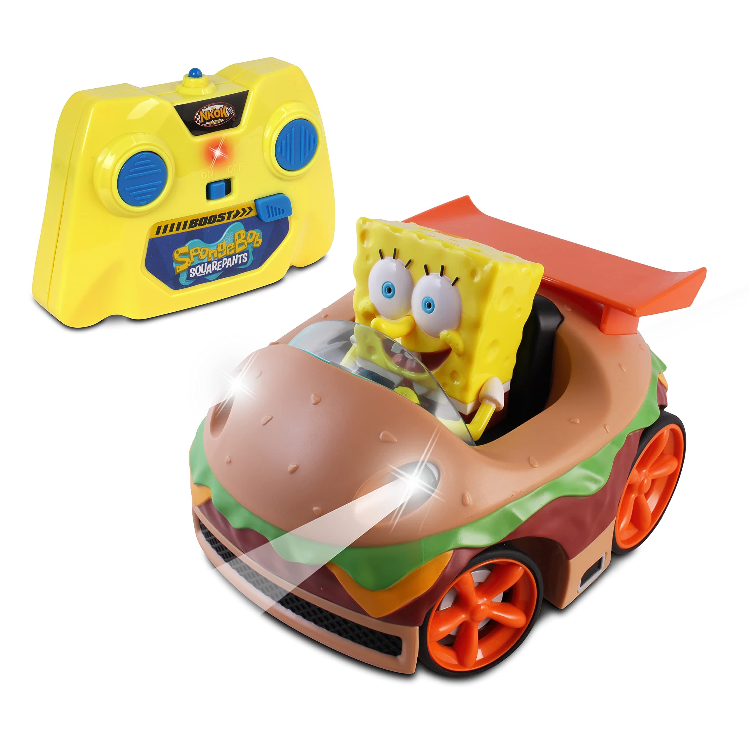 Remote Control Krabby Patty with Spongebob Vehicle, Full Function RC Vehicle, Working Lights, Has Radio Control & Turbo Boost, Great Item for Kids, Ages 6 and up