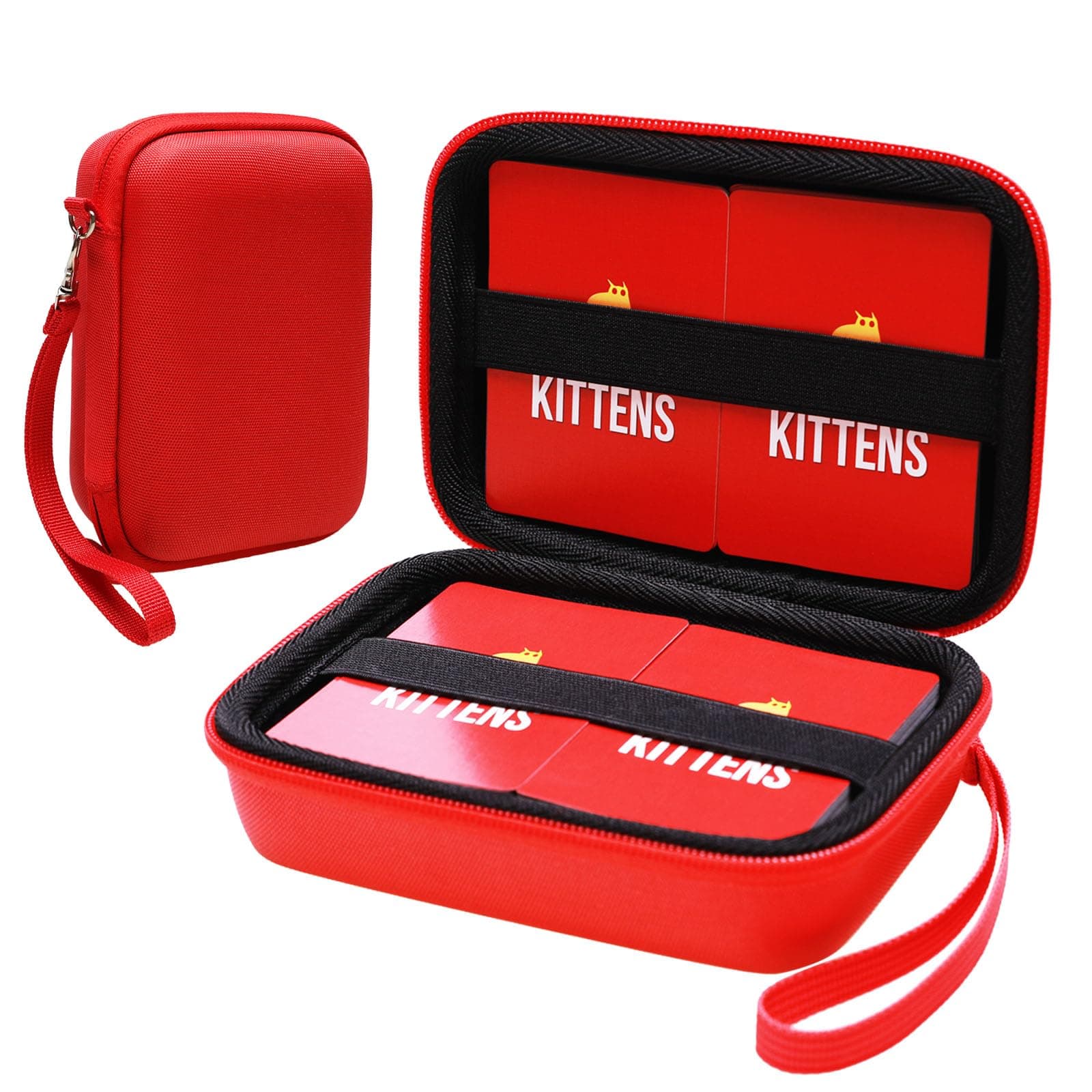 LTGEM EVA Hard Case for Phase 10 Card Game,UNO Card Game, Protective Carrying Storage Case Hold up to 300+ Cards, Outer Red+inner Black, Classic