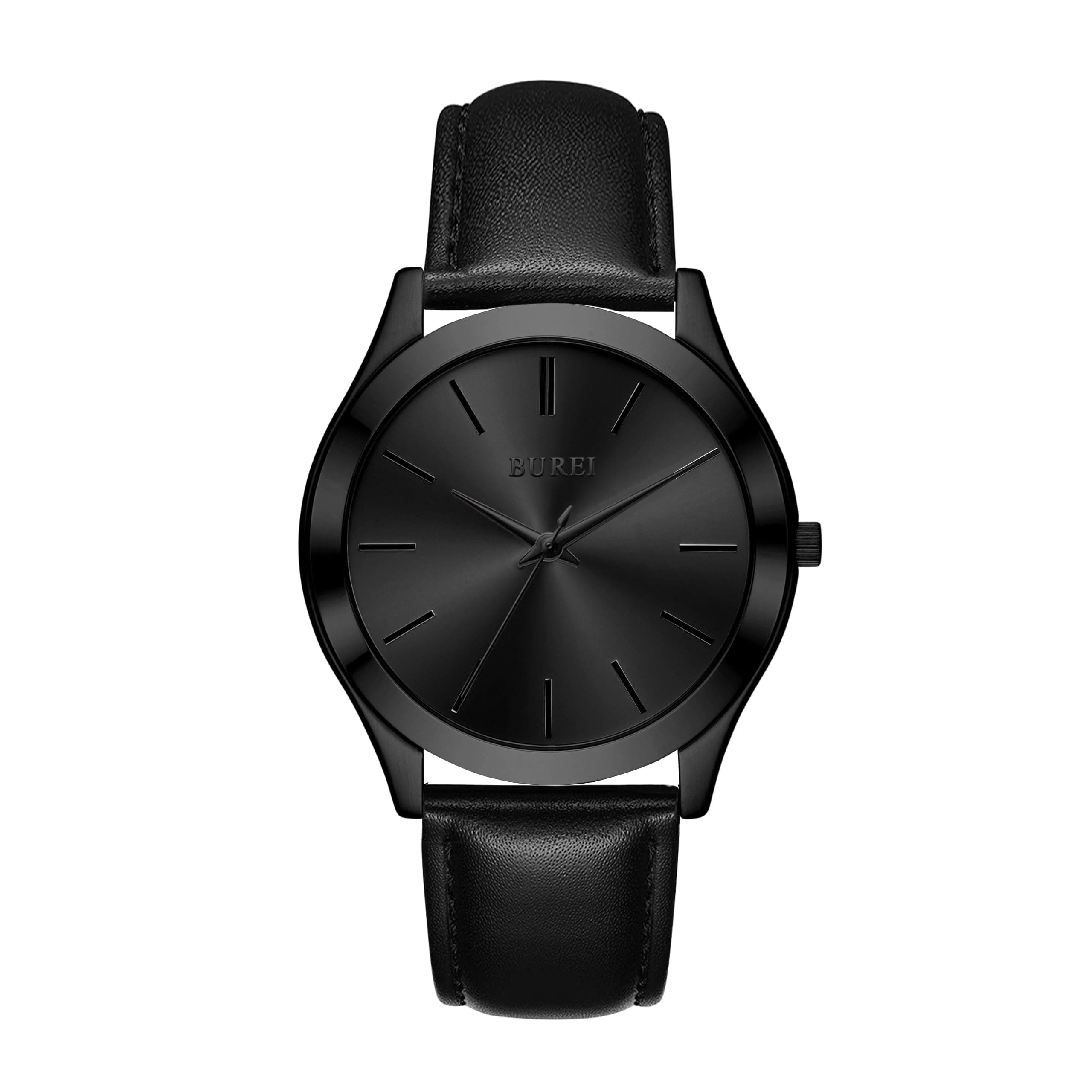 Men's watch with leather strap