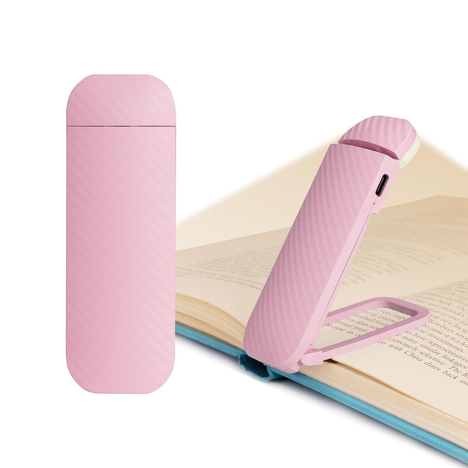 Book Reading Light, Rechargeable Clip on Booklight, Eye Caring 3 Color Temperatures & 5 Brightness Levels, Night Use for Bed, Long Lasting, Reading at Night in Bed, Pink