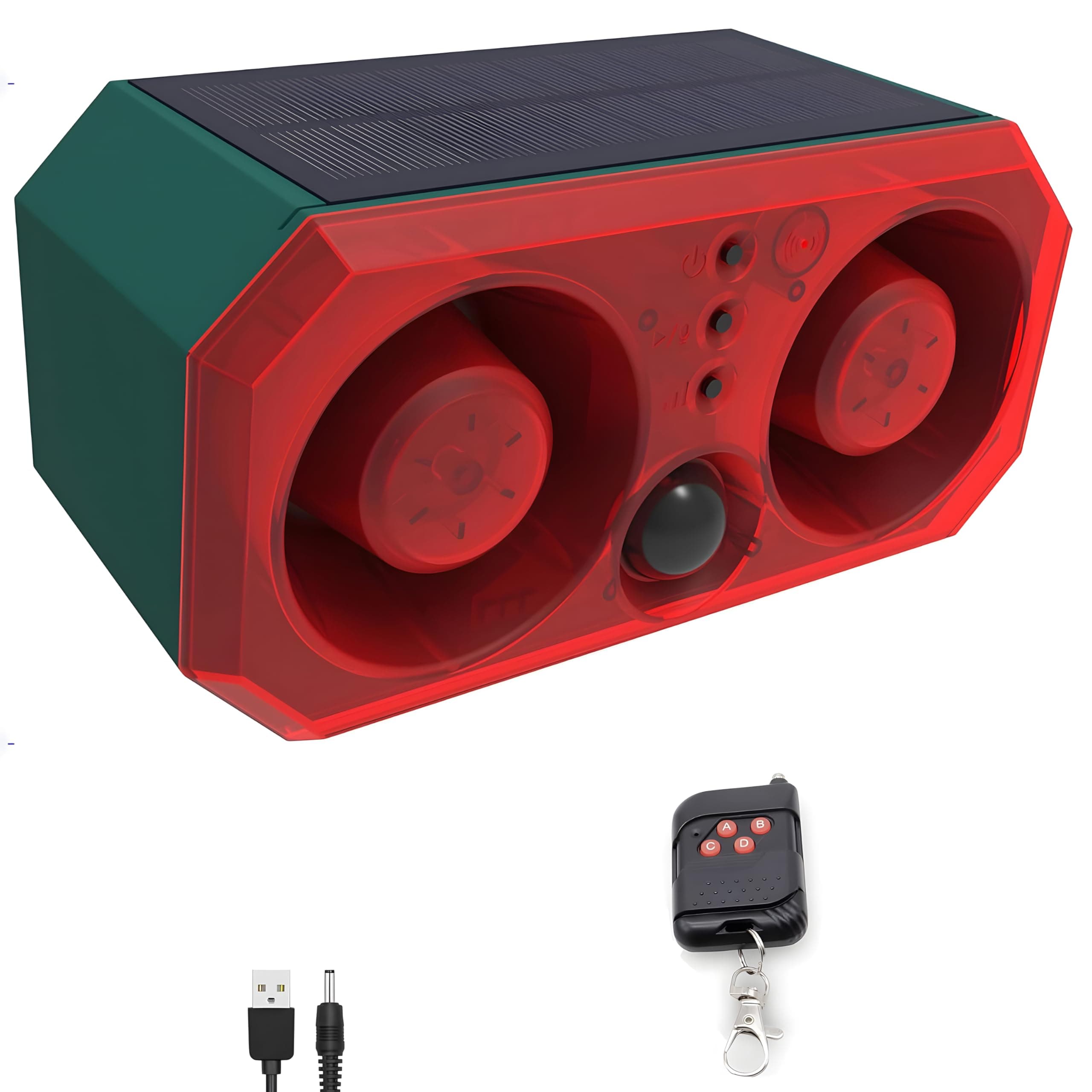 Solar outdoor motion sensor alarm: Comboss Barking dog motion sensor,motion sensor dog barking sound with 2*130db Noise Maker & 13LED strobe light support Recording,dog barking alarm for home security