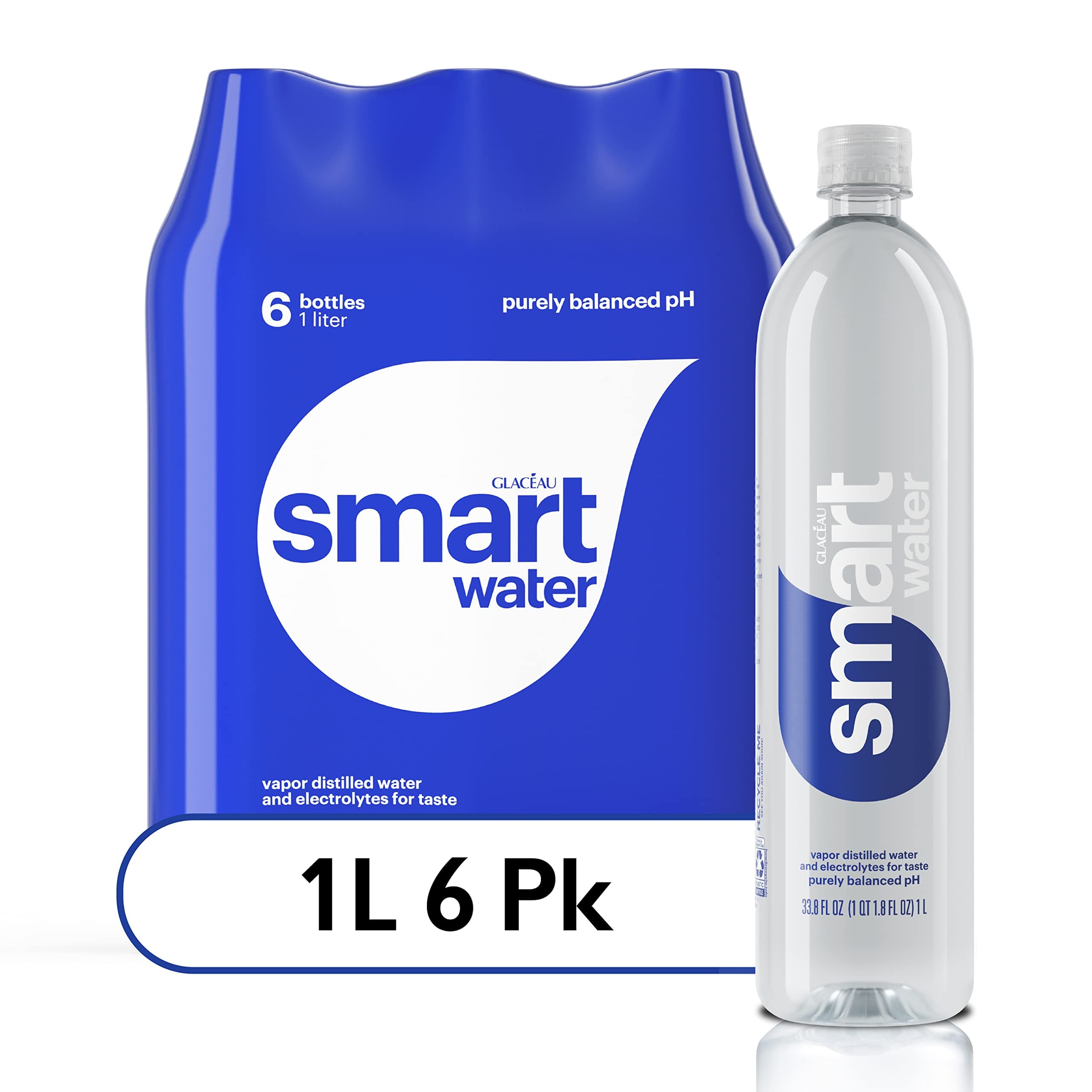 Smartwater Packaged Drinking Water, 33.8 Fl Oz (pack of 6)