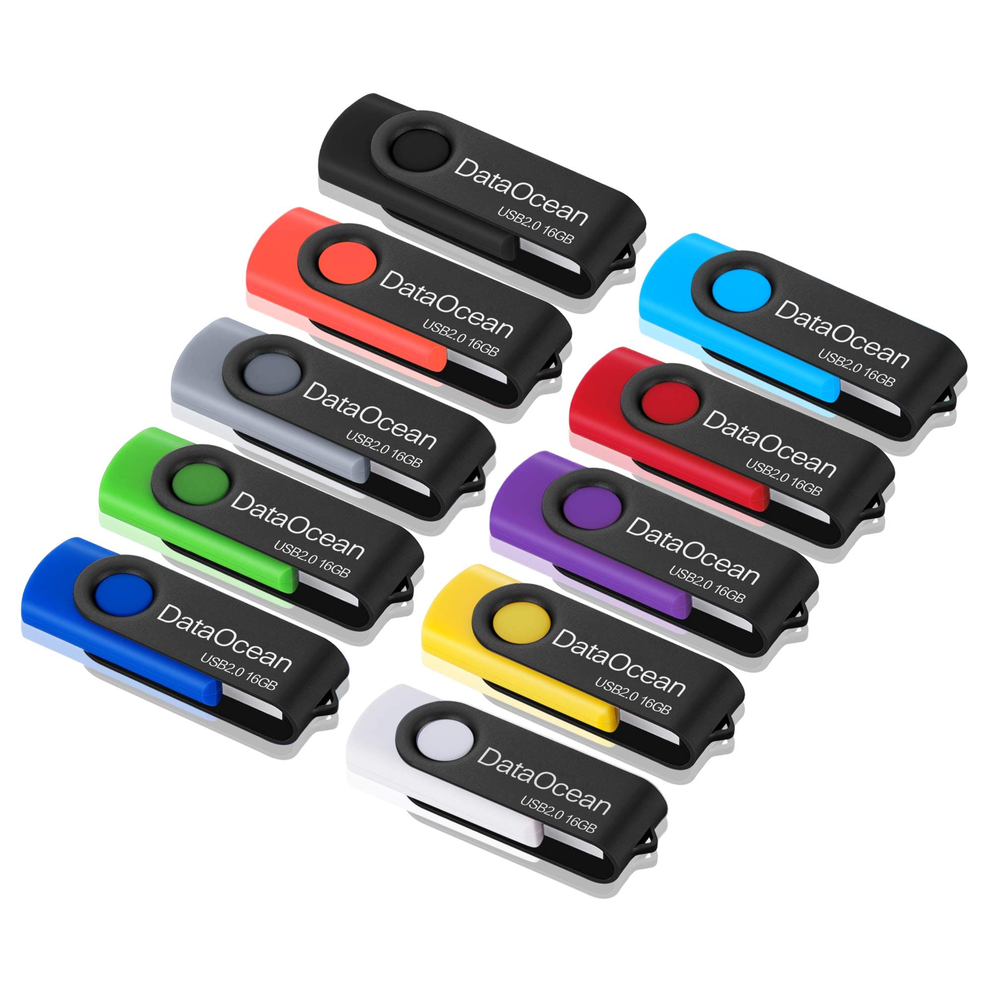 10 Pack 16GB USB 2.0 Flash Drive Memory Stick Thumb Drives (10 Colors)
