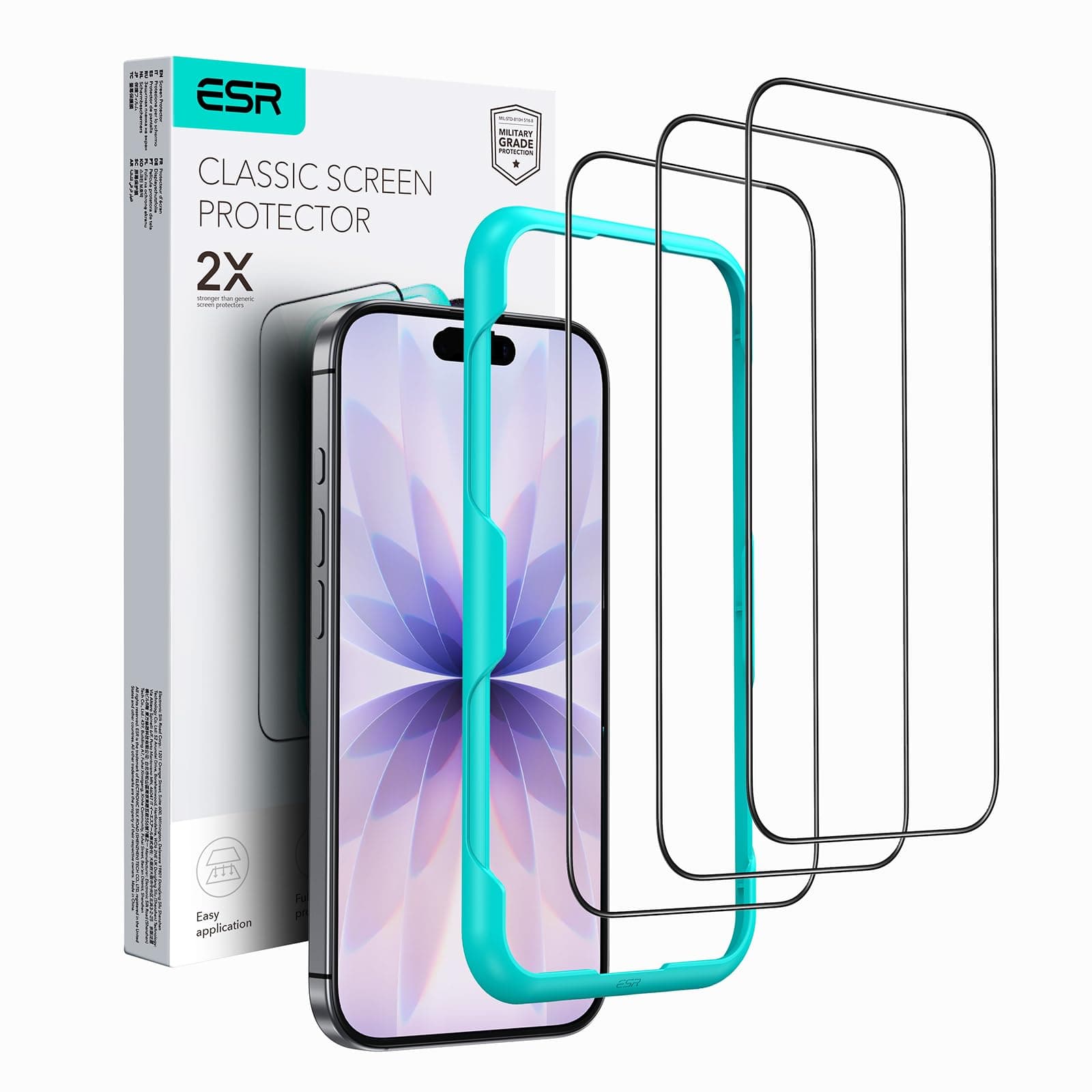 3 Pack for iPhone 17/iPhone 16 Pro Screen Protector, Tempered Glass Film with Easy Installation Tool, 9H Hardness, Military-Grade Shatterproof, HD Clear, Scratch Resistant
