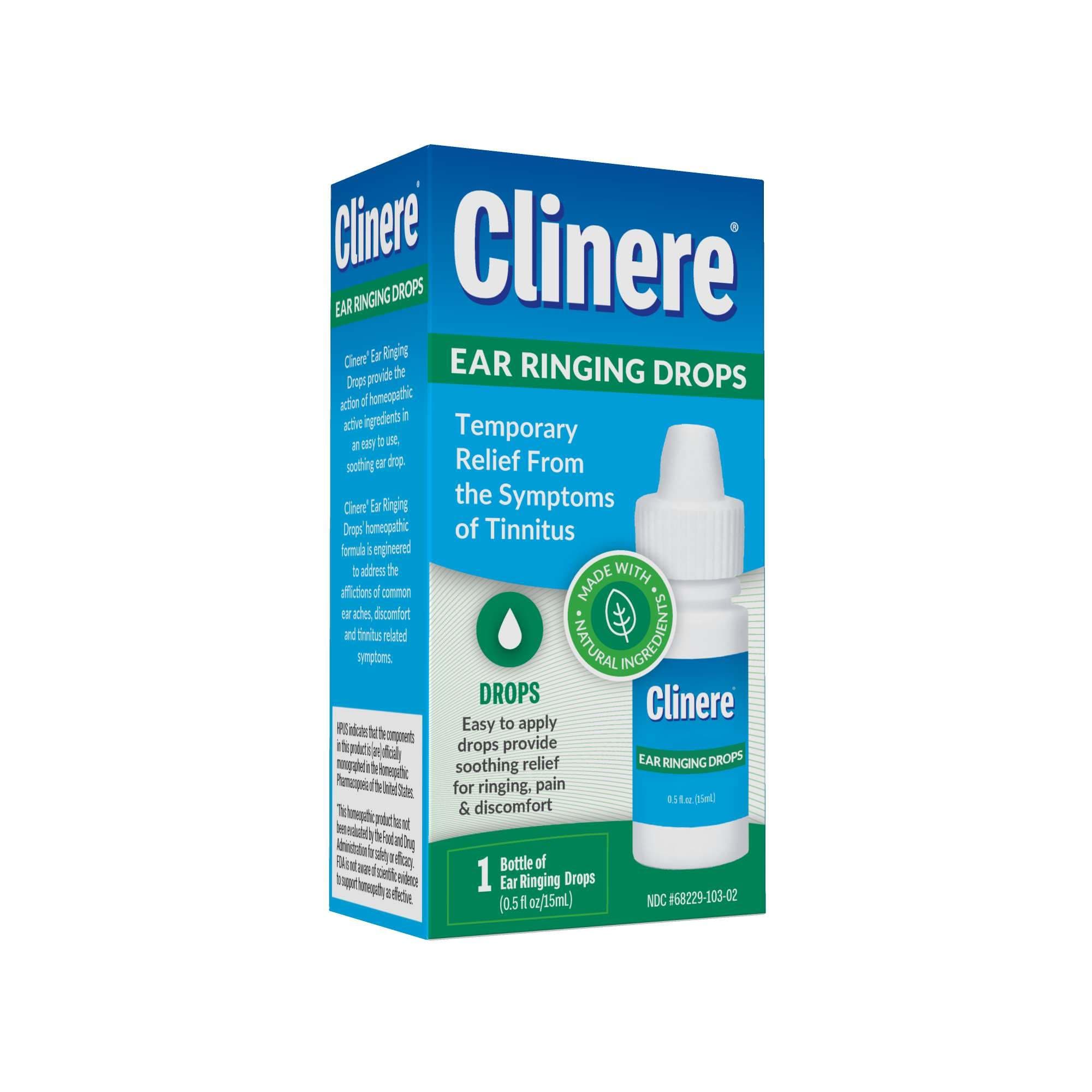 Clinere Ear Ringing Oil Relief, Ear Drops to Help Stop Ringing in The Ears, Tinnitus Relief, Noises in Ears, Pain and Discomfort, Relieves Ear Ringing, Buzzing, Clicking with Homeopathic Oil, .5 fl