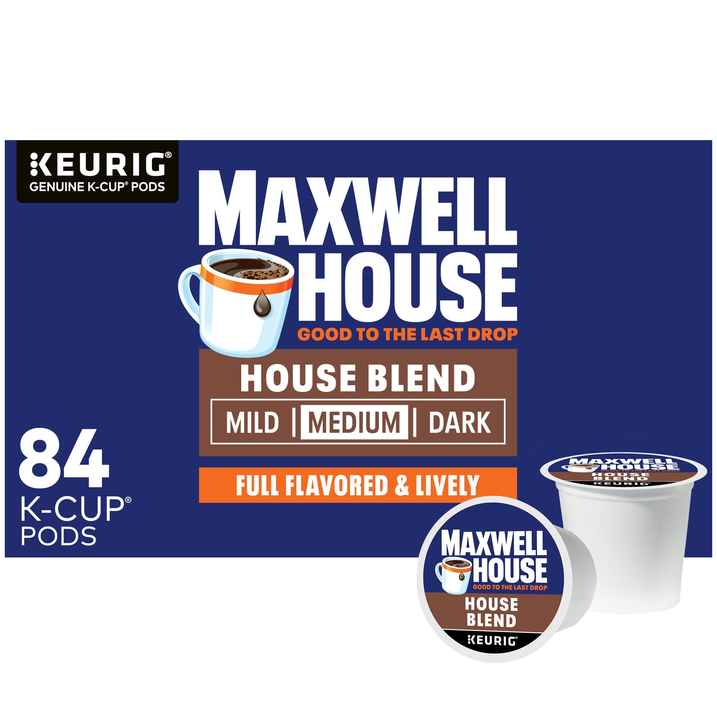 House Blend Medium Roast, 84 Count : MAXWELL HOUSE House Blend Coffee, K-Cup Pods, 84 Count