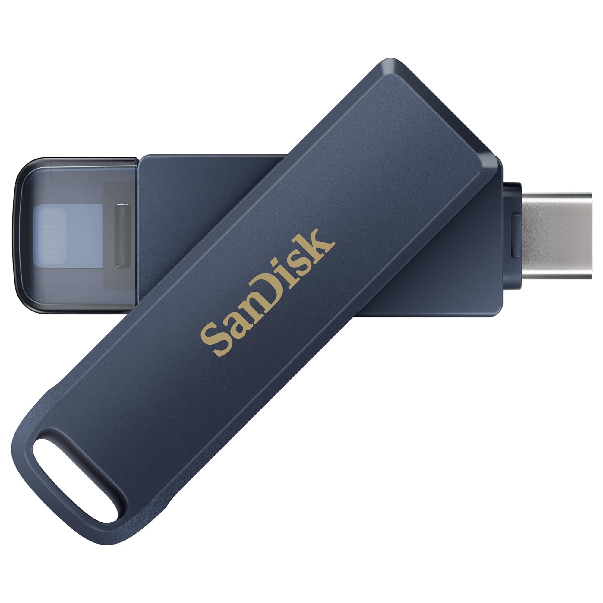 SanDisk Phone Drive, Flash Drive 2-in-1, iPhone Storage 128GB (for iPhone, iPad, PC & Mac, Automatic Backup, Lightning and USB Type-C Port, Passort Protection, Encryption) Metallic Sky