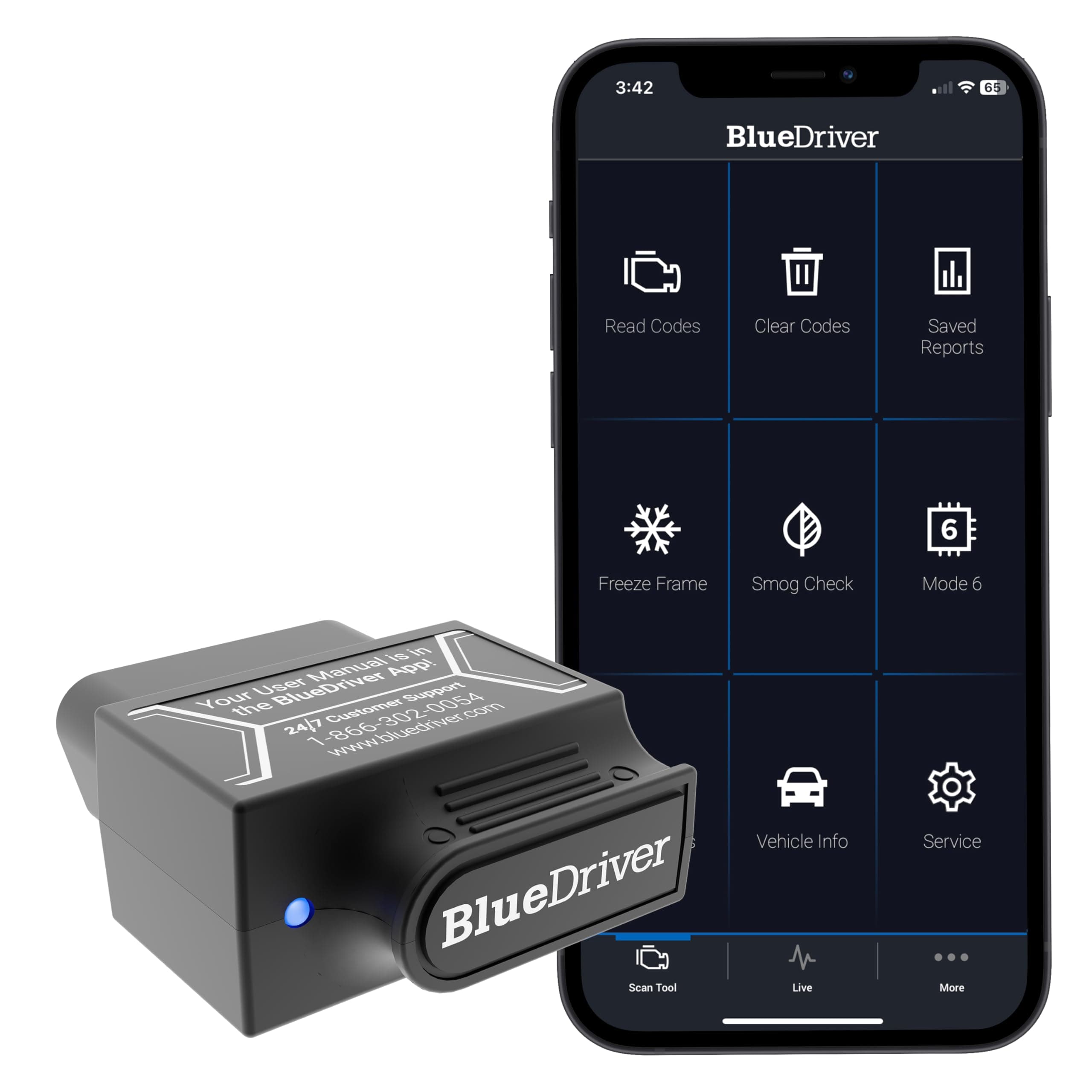 Bluetooth Pro OBDII Scan Tool for iPhone & Android - No Subscription Fee - OBD2 Car Scanner and Code Reader - Diagnose Check Engine, ABS, SRS, Airbag & 7000+ Issues on Vehicles 1996+