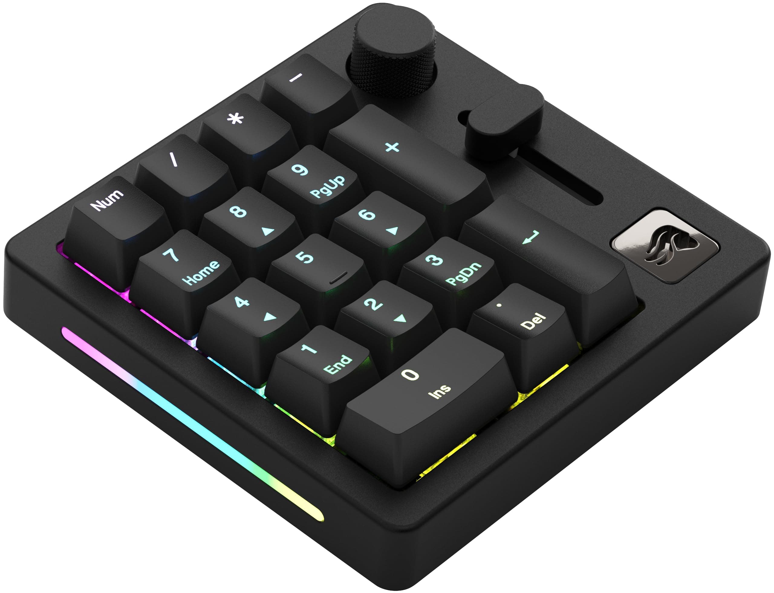 GLORIOUS Gaming GMMK Macro Numpad - Wired or Bluetooth-Wireless, Premium Aluminium, Customisable, Programmable Slider & Rotary Knob, RGB, Linear Switches, 18x ABS Doubleshot Keycaps - Black Slate