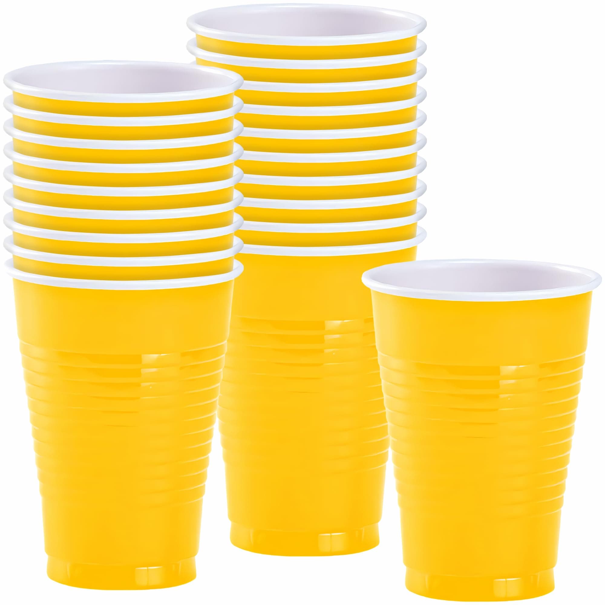 Sunshine Yellow Solid Color Plastic Party Cup (12 Oz.) 20 Count - Premium Quality, Heavy-Duty Plastic, Perfect for Events, Celebrations & Everyday Use