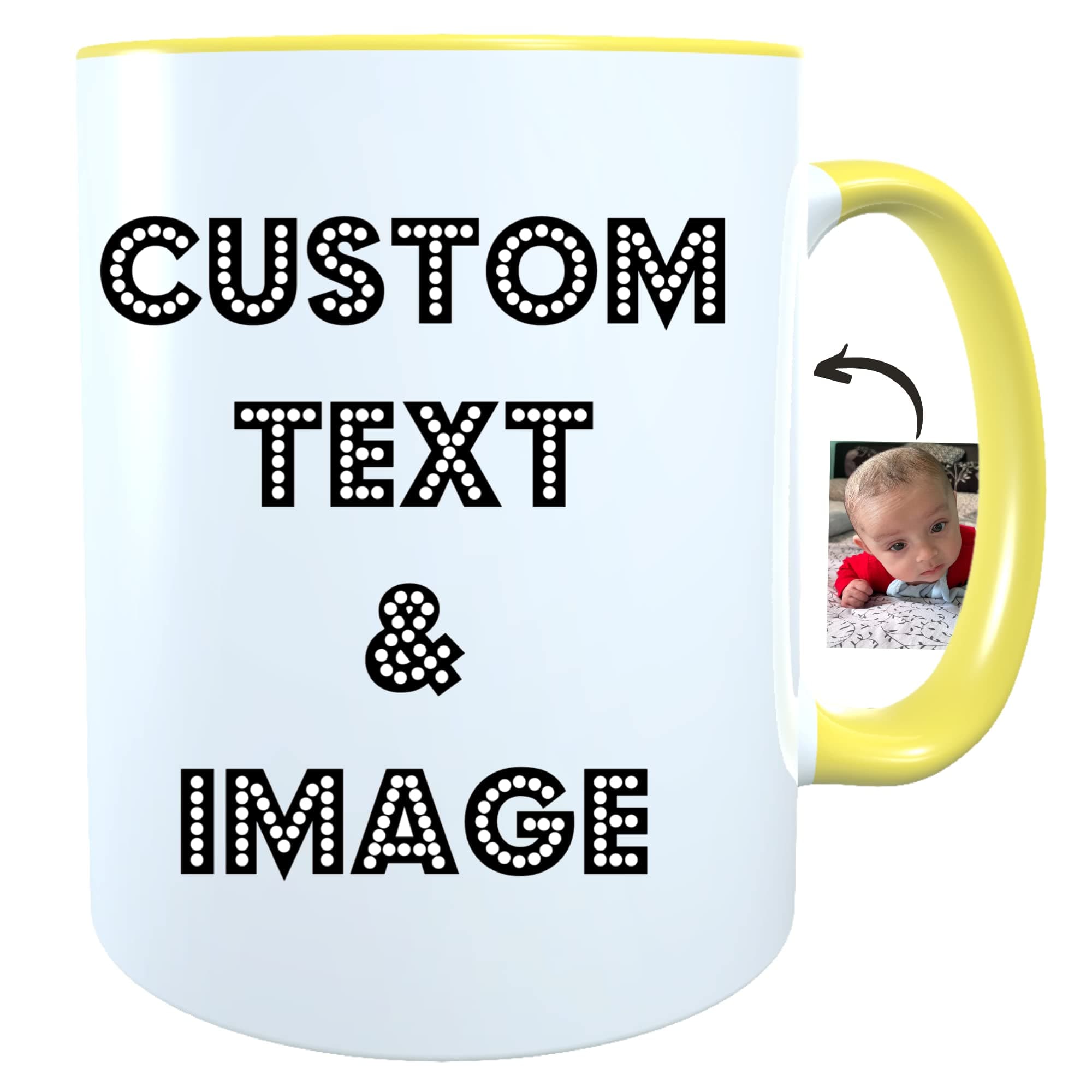 Personalized Photo Mug 11oz on Both Side Custom Mug with Picture Logo Text Personalized Coffee Mug Customized Gifts for Birthday Mother’s Day Housewarming Custom Coffee Mug Taza Personalizadas (Gold)