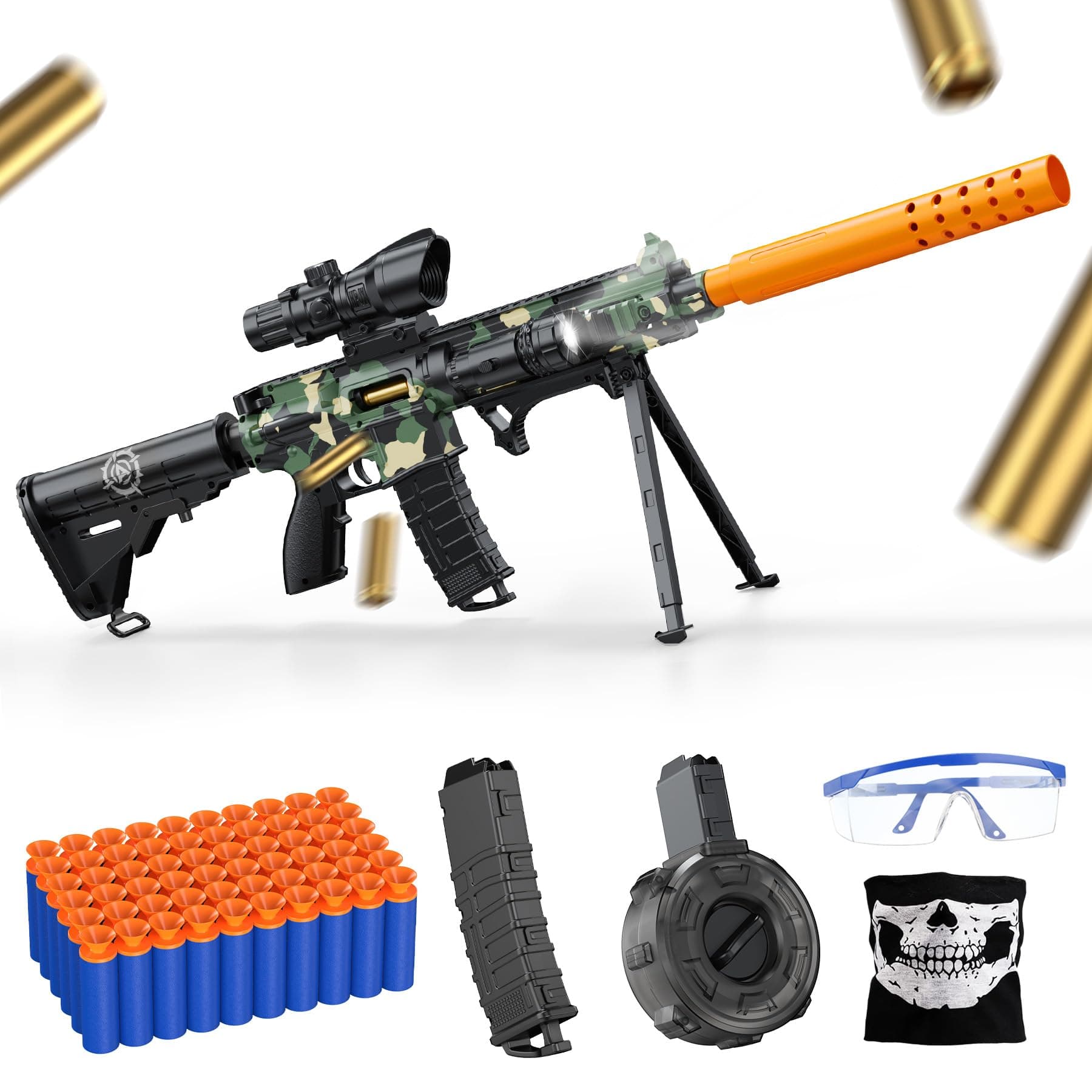 Toy Gun with Soft Bullets Shell Ejecting, Manual Foam Blasters Guns with 60 Bullets, Toy Gun Birthday Gift, Green