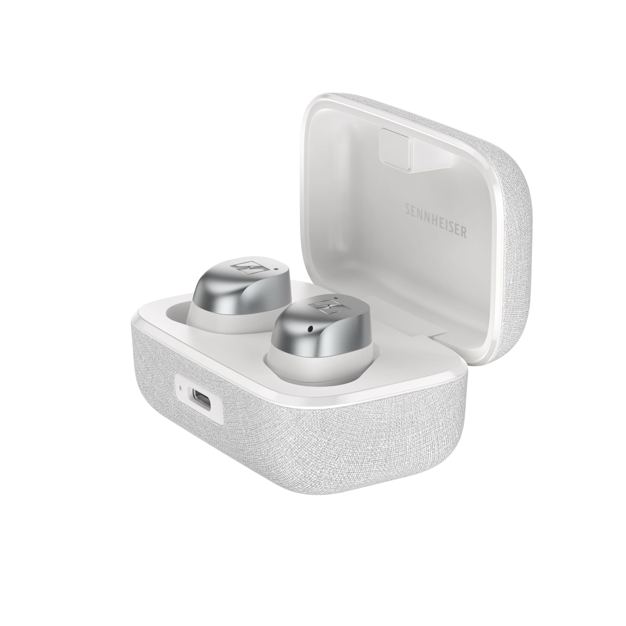 Momentum True Wireless 4 Smart Earbuds Bluetooth 5.4, Crystal Clear Sound, Ergonomic Design, 30 Hours Battery Life and Adaptive ANC - White Silver