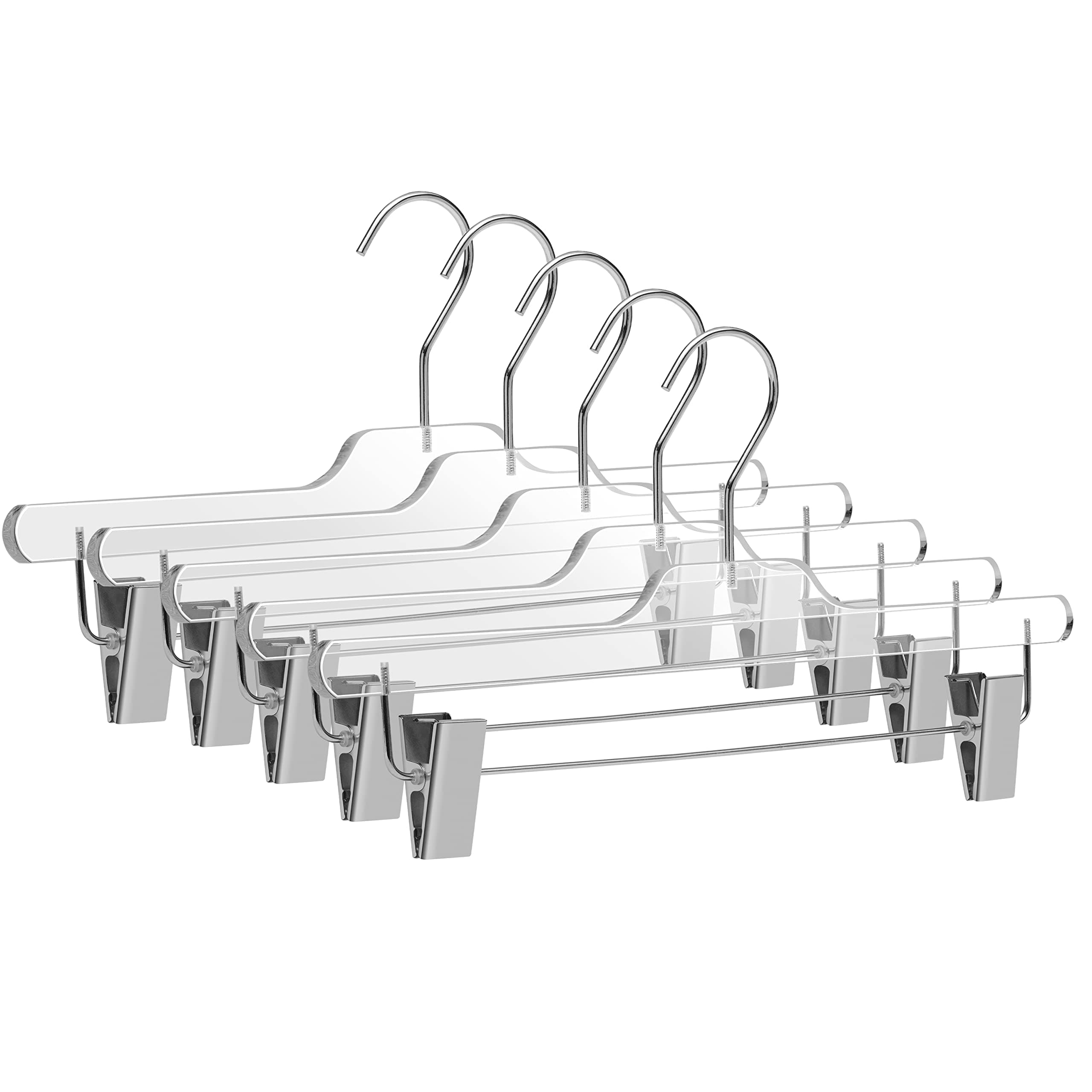 Clear Acrylic Pants Hangers with Adjustable Clips