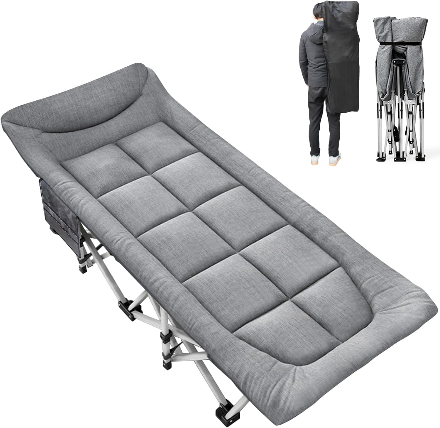 Folding Camping Cot, Sleeping Cots for Adults with Mattees, Camping Bed for Home, Office and Outdoor Beach(Include Carry Bag)