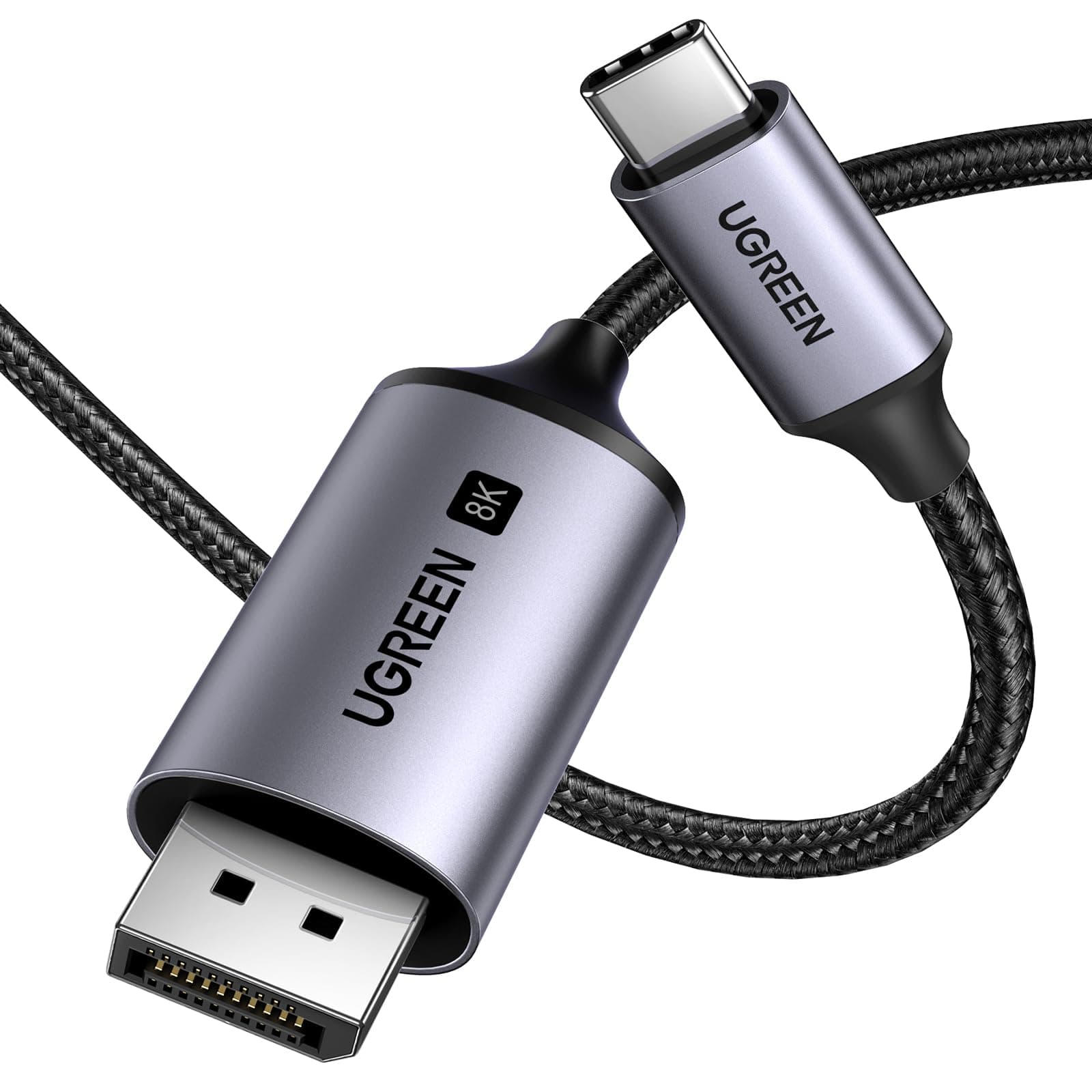 UGREEN 8K USB C to DisplayPort Cable 2M,Type C Thunderbolt 3/4 to DP Cable 8K@60HZ,4K@240HZ/144HZ/120HZ,2K@360HZ, for iPhone 17/16 Series, Macbook Pro/Air, Galaxy S26/S25, iPad Pro/Air/Mini,Dell XPS