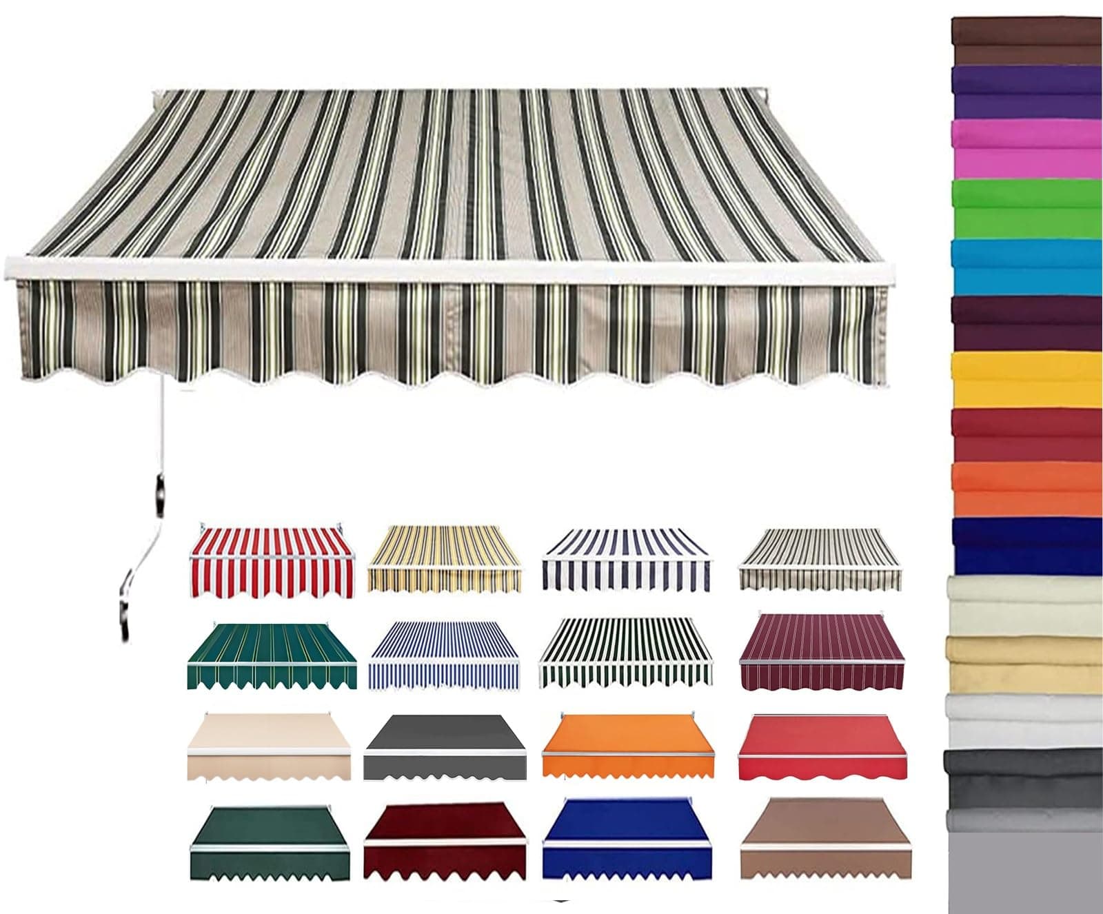 Retractable Patio Awning Replacement Fabric (Without Frame) Waterproof Shade Sun Shade Awning Cover Outdoor Patio Canopy Sunsetter Deck Awnings Polyester(E,(8x5ft) 2.5x1.5m)