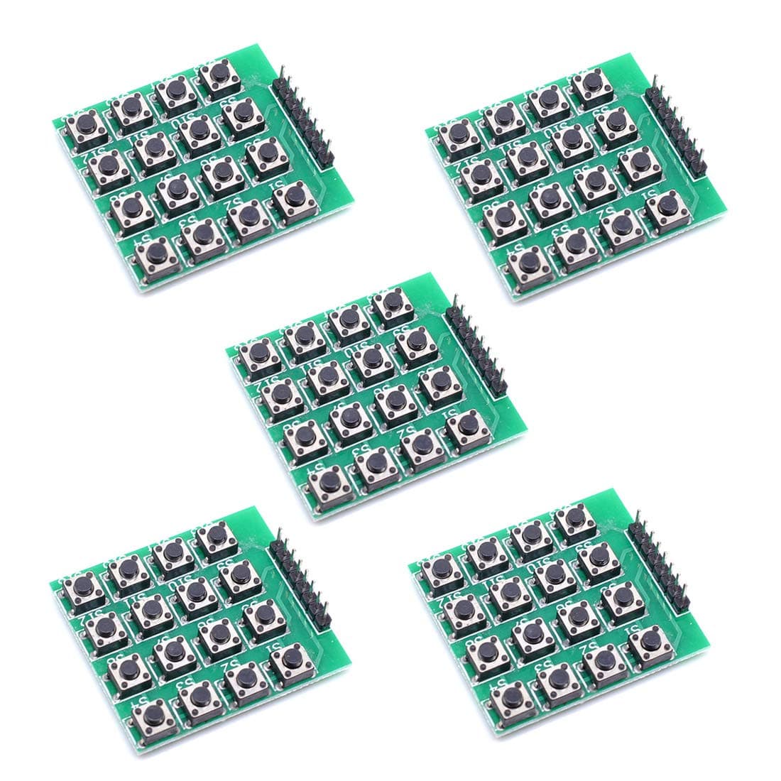 Oiyagai 5-Pack 4x4 Matrix Keypad Modules – 16 Button Tactile Keyboard for Arduino, Raspberry Pi, Microcontrollers, DIY Projects