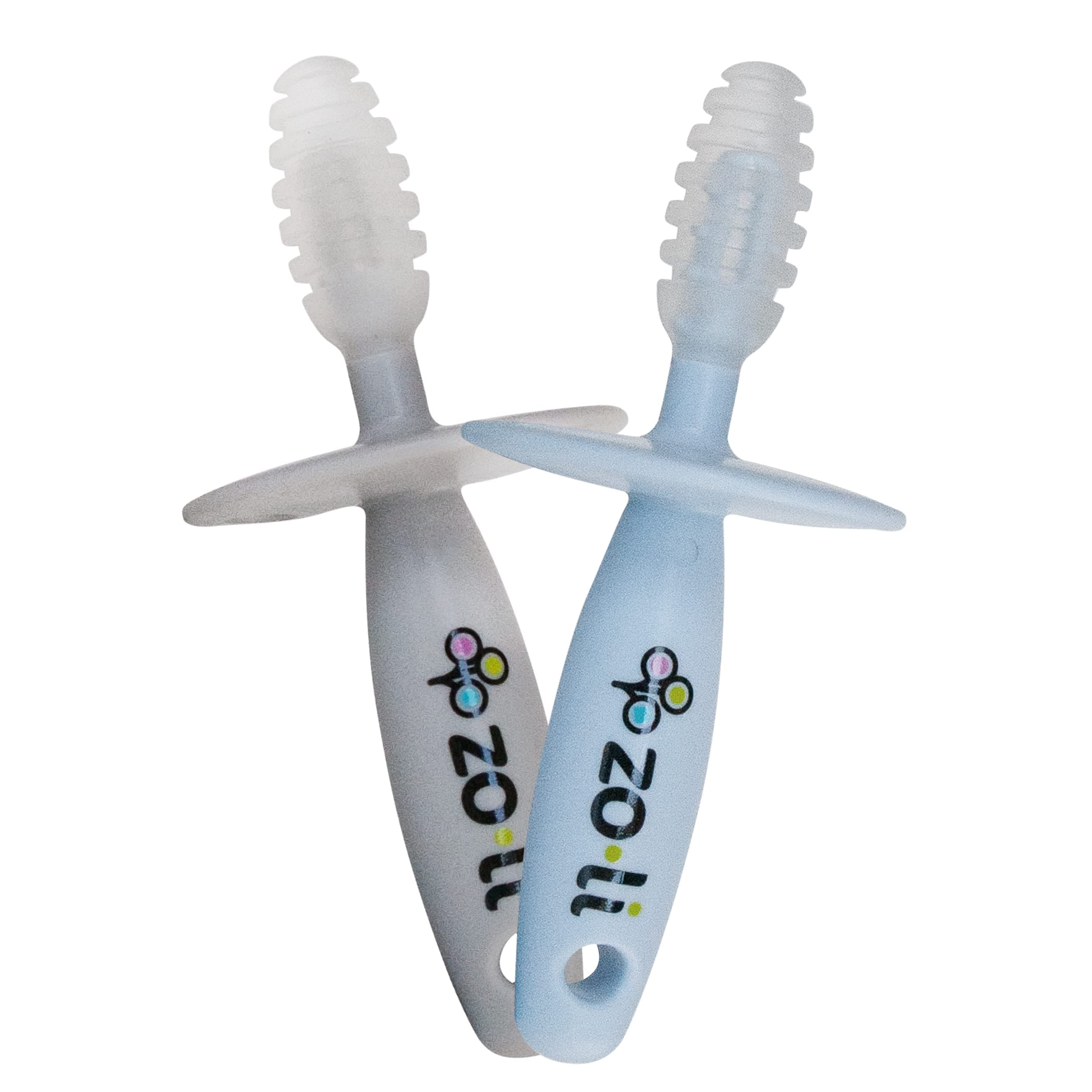 ZoLi Chubby Gummy teether | 2 Pack Baby Teething Relief - Blue/Grey, BPA Free Teething Stick