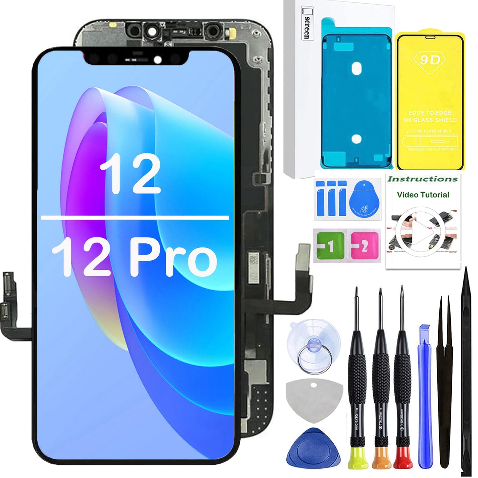 LEAFE for iPhone 12/12 Pro Screen Replacement,6.1 inch Full HD LCD Screen Assembly with Screen Protector and Repair Tools