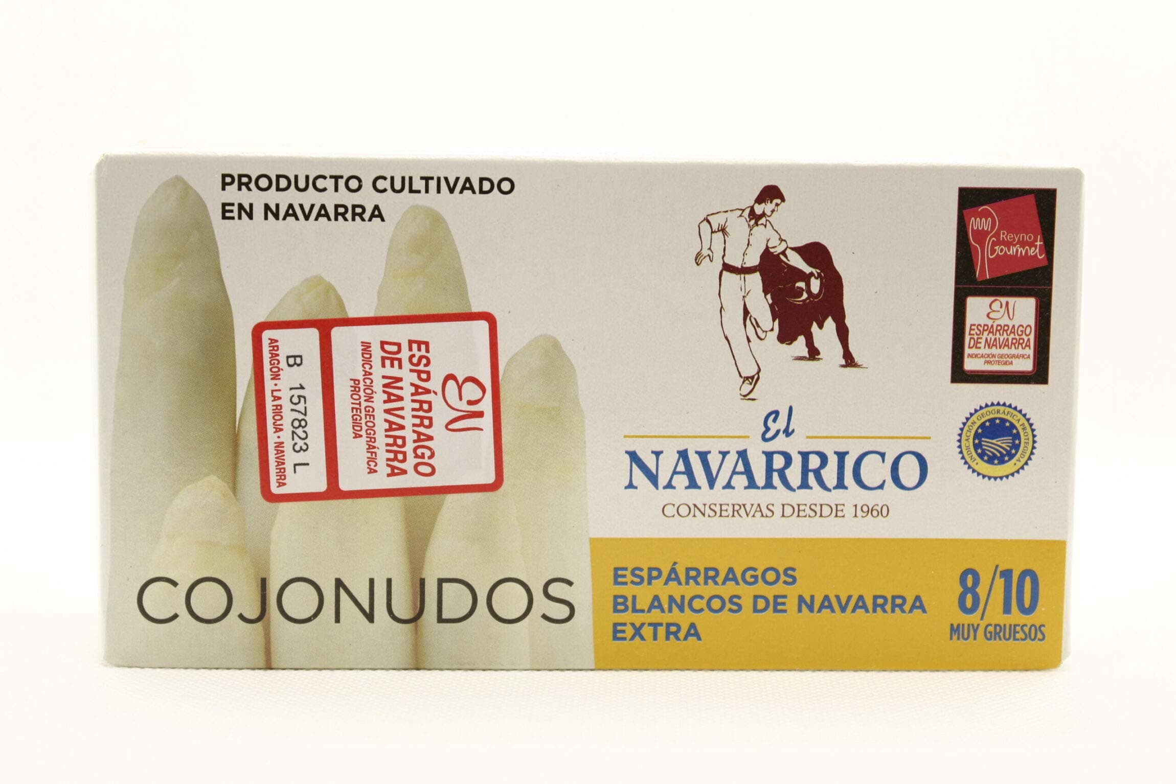 El Navarrico. Thick White Asparagus Spears. 8-10 units per tin.