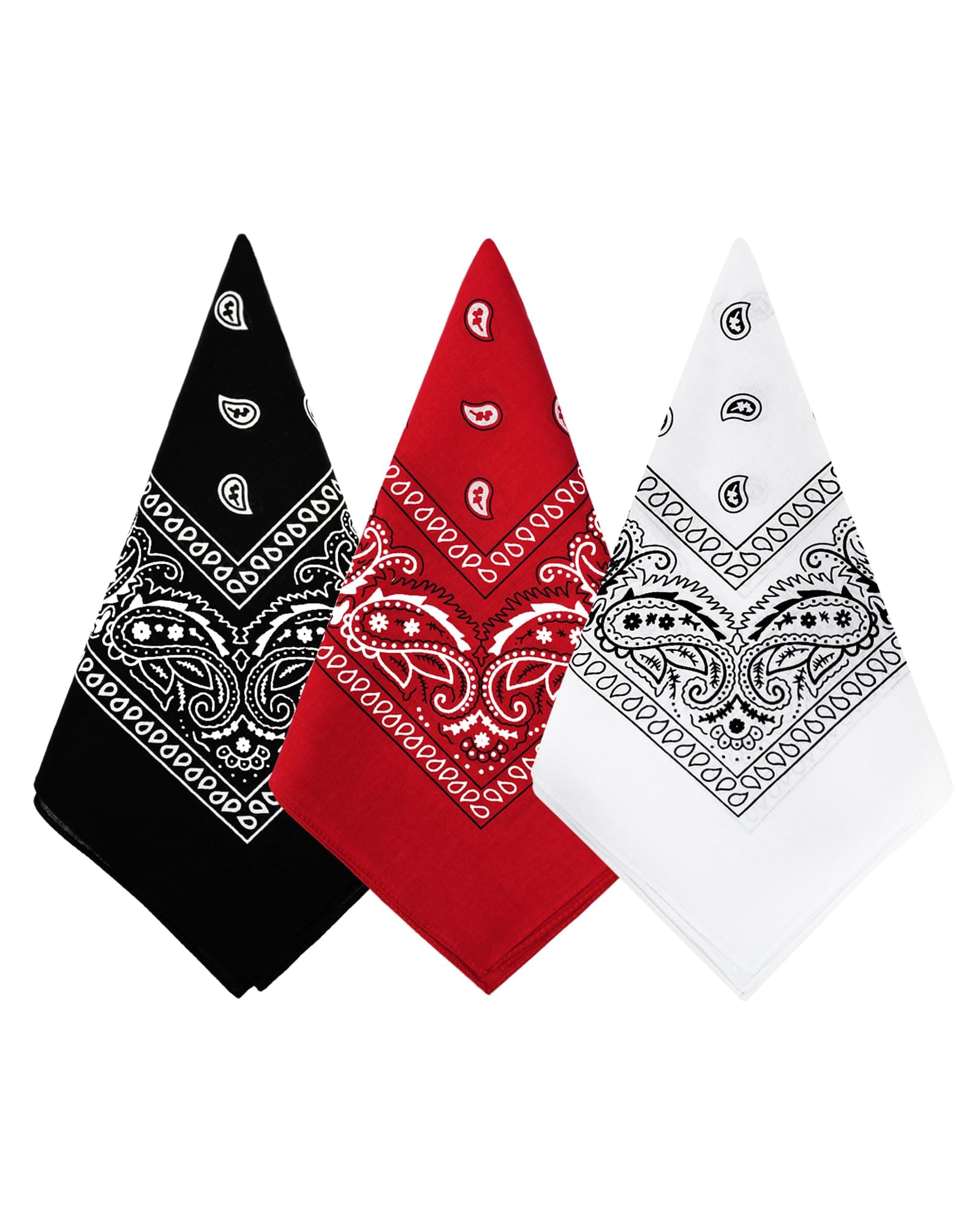 3 Pack 100% Cotton Paisley Pattern Bandanas Face Mask Square Scarf Headwear