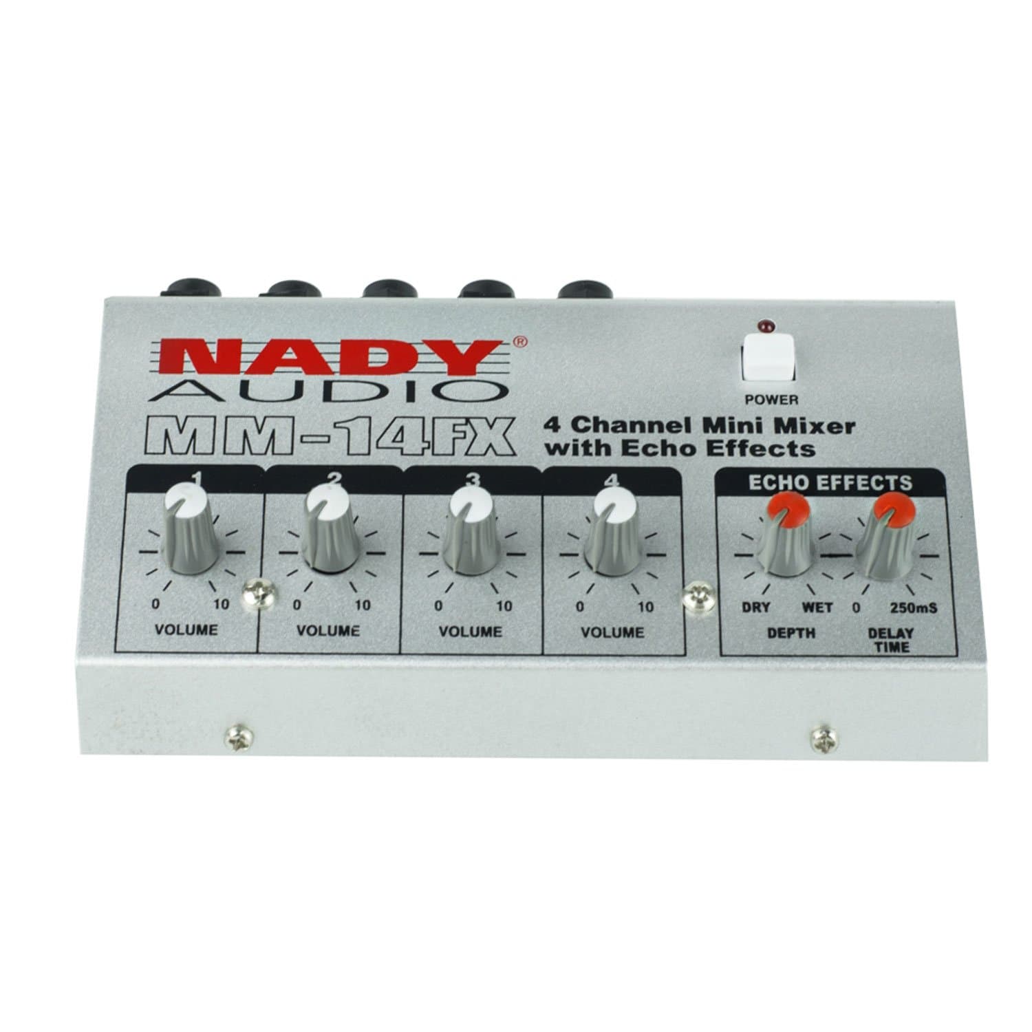 MM-14FX 4-Channel Microphone Mixer with integrated echo effect – ¼” Inputs & output – Delay time & Depth controls