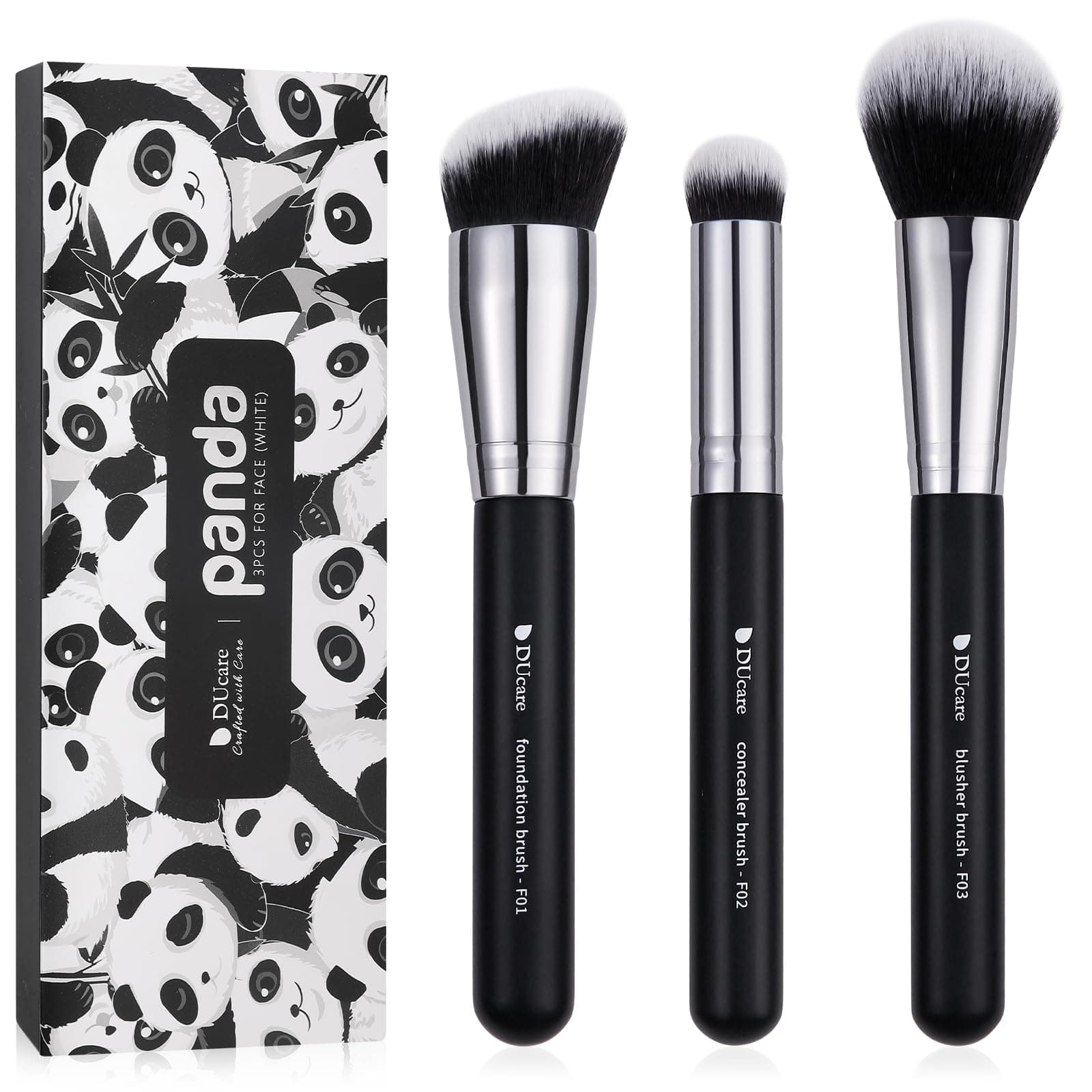 DUcare 3 pcs Face Makeup Brushes Set - Foundation Concealer Blusher Brush Pow...