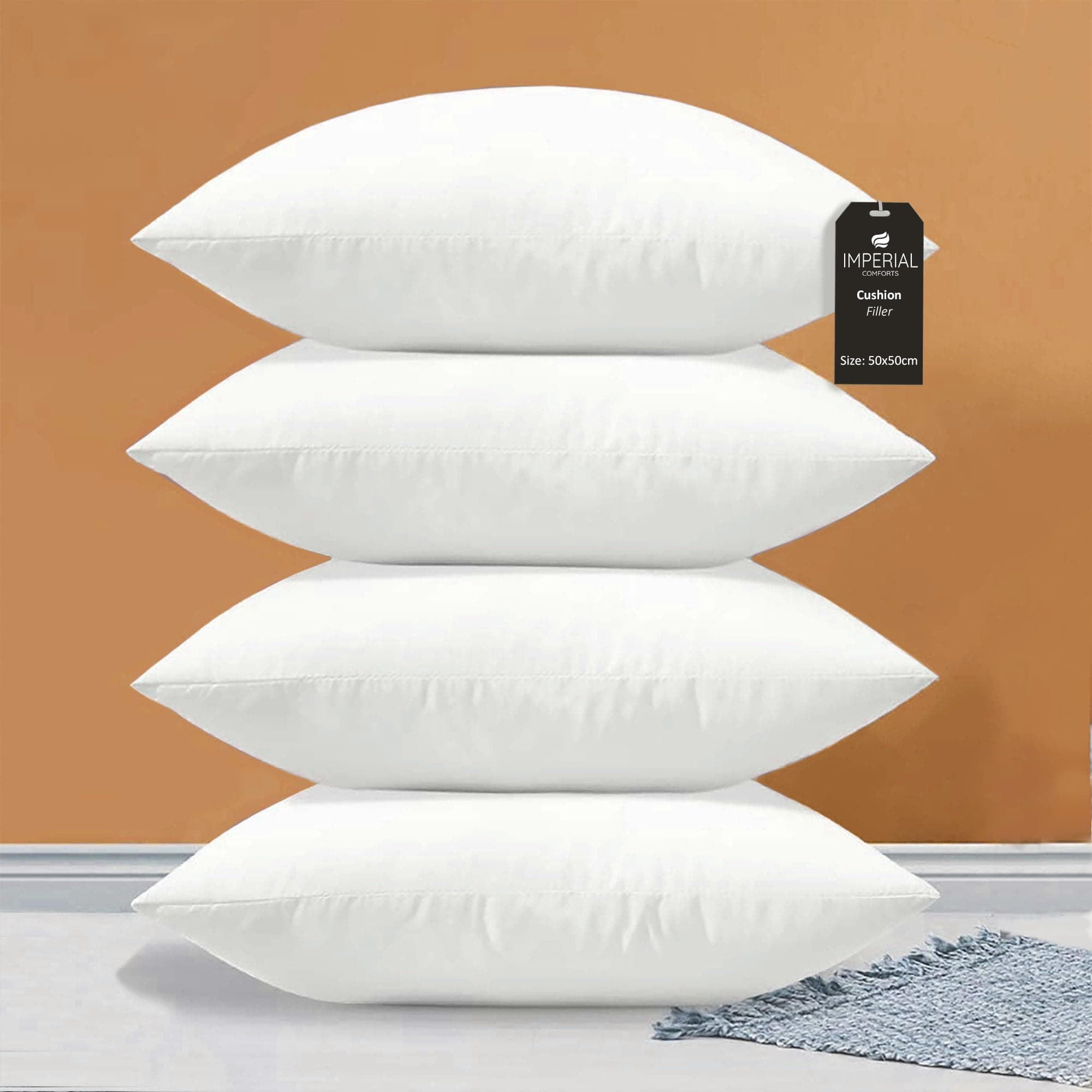 Sofa and Bed Pillow Inserts (4-Pack, White) - 20 x 20 Inches Indoor Cushion Inserts - Decorative and Comfortable Throw Pillow Set (4, 50x50 cm)