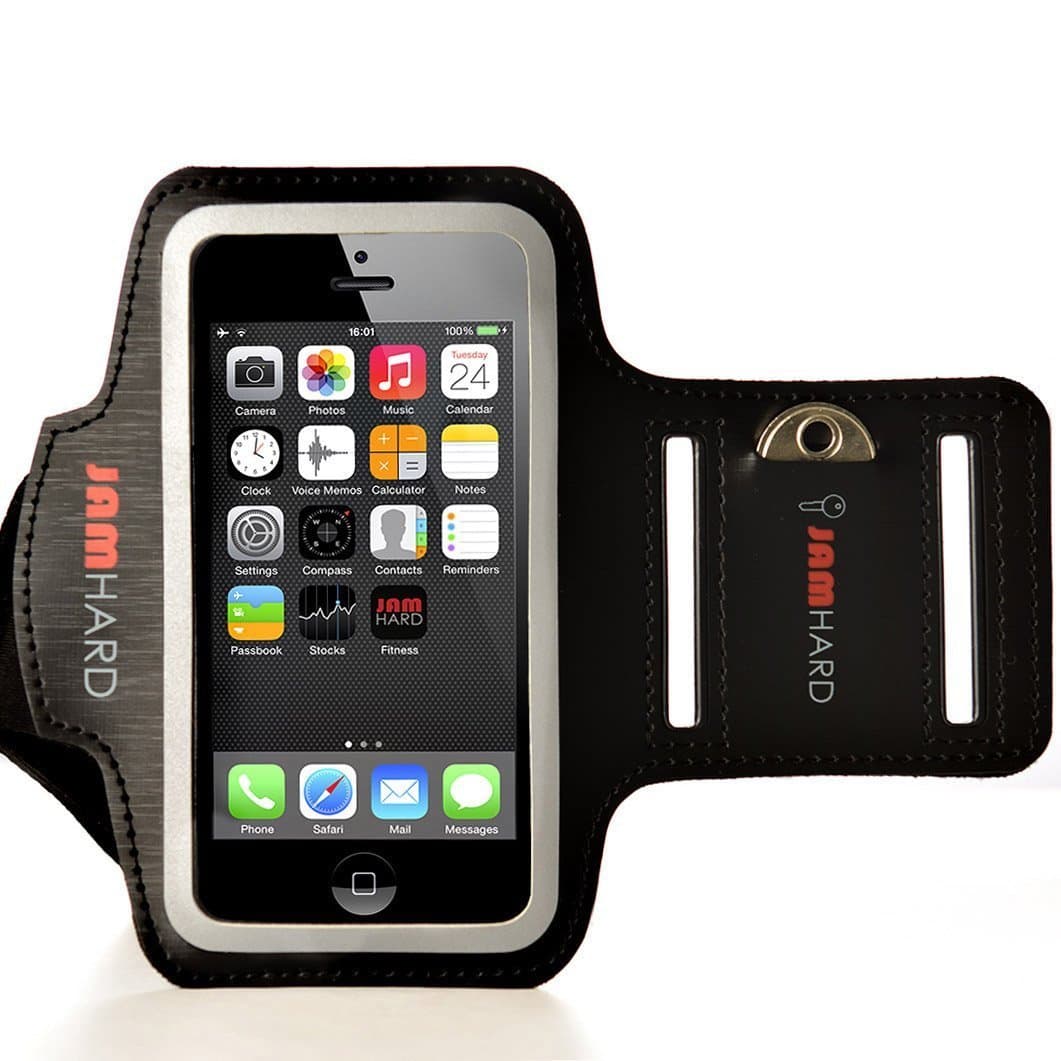 JAMhard Armband For iPhone 5 / 5S / 5C, iPod Touch 5 + Key Holder (Black) - High Quality Running, Workout & Sports Armband Case