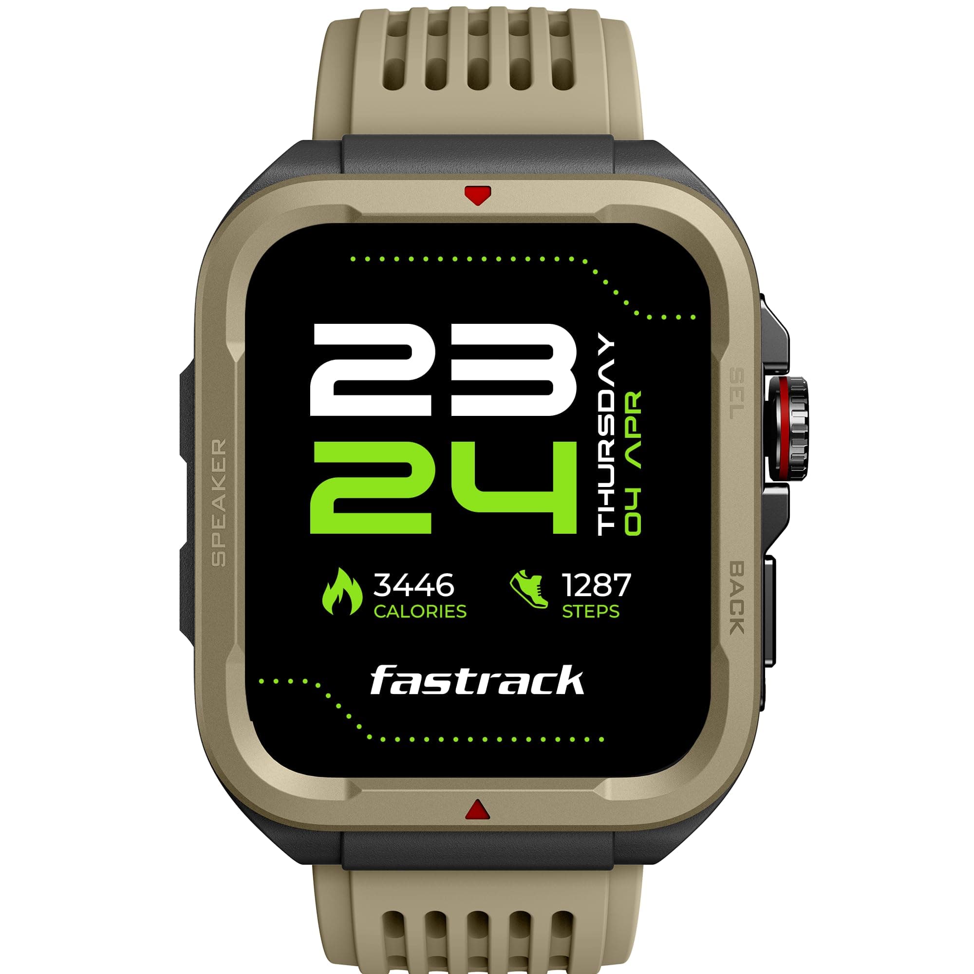 Active Rugged Smartwatch with 1.83" UltraVU HD Display|SingleSync BT Calling|Functional Crown|100+ Sports Modes|AI Coach|Auto Multisport Recognition|AI Voice Assistant|24x7 Health Suite|IP68
