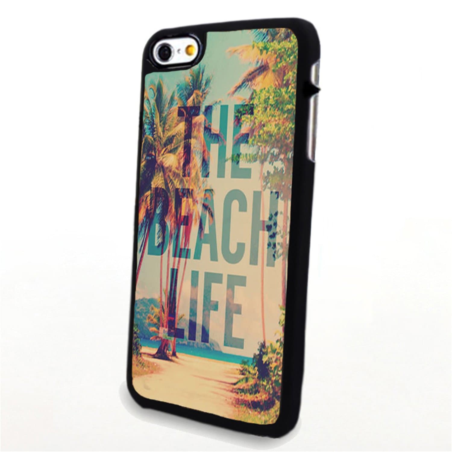 Iphone 6 Case, Generic Cell Phone Cases Accessories Matte Skin Hard Plastic Protective Covers Quote The Beach Life Clear Pattern Fit for Apple Iphone 6 4.7 Inch (Black)