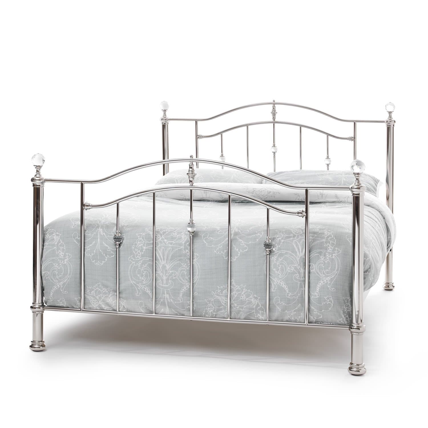 Serene Ashley Nickel Metal Bed Frame - Small Double Bed Frame - 4FT Bed - Silver Bed Frame