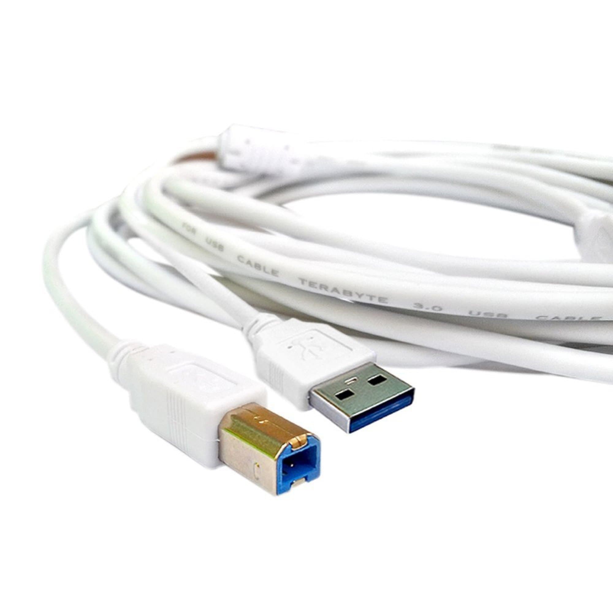 PremiumAV USB 3.0 Type A Male to Type B Male 10-Meter Printer Scanner Cable (White)